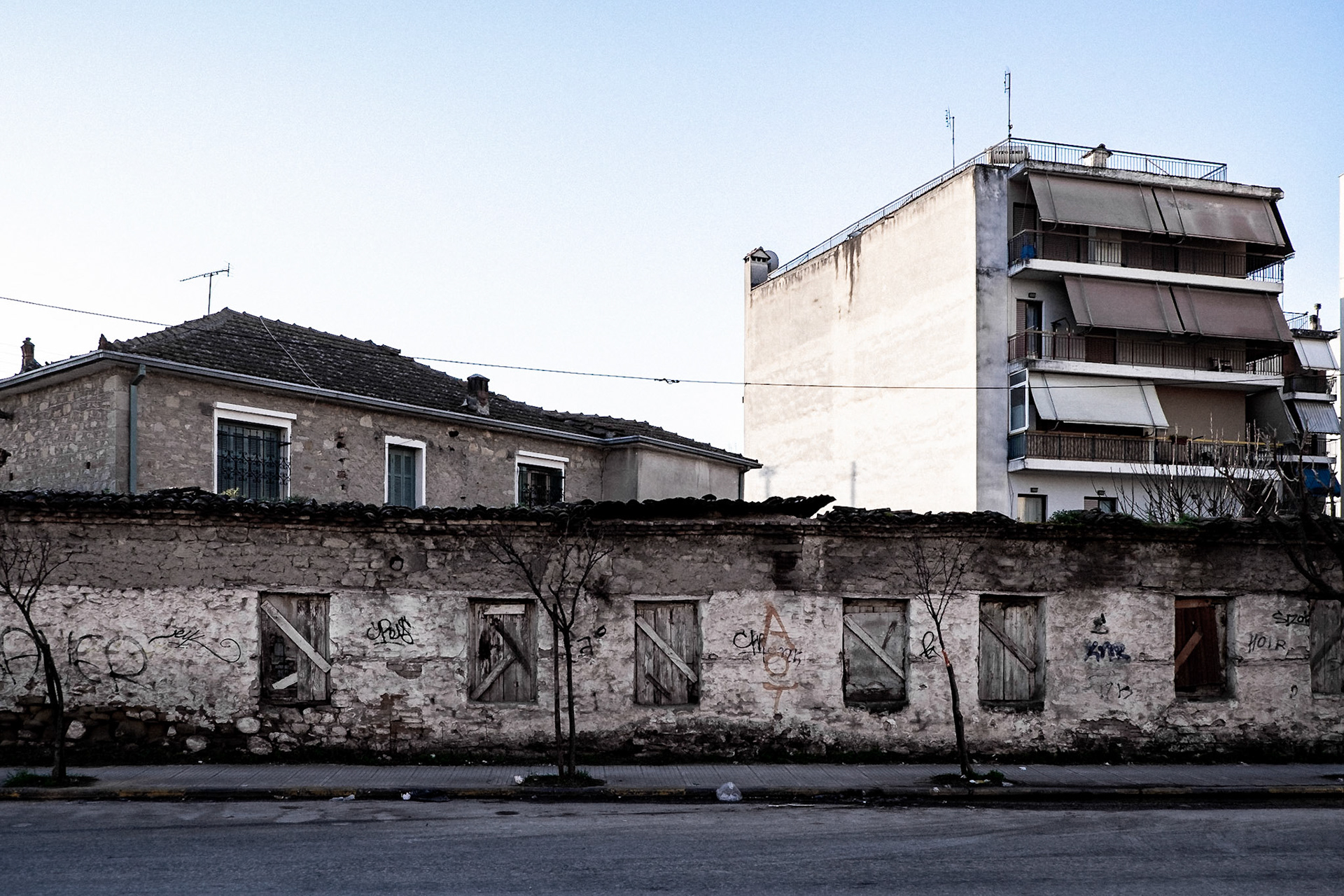 urban city street shot  on trikala greece