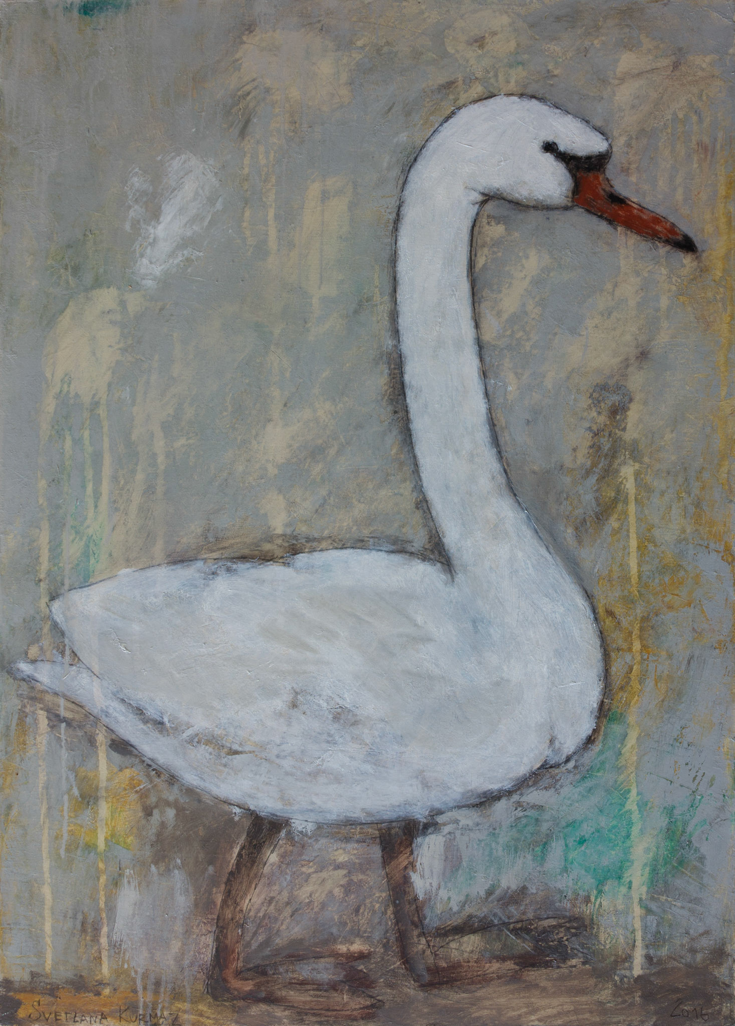A SWAN, oil on canvas, 70x50cm.