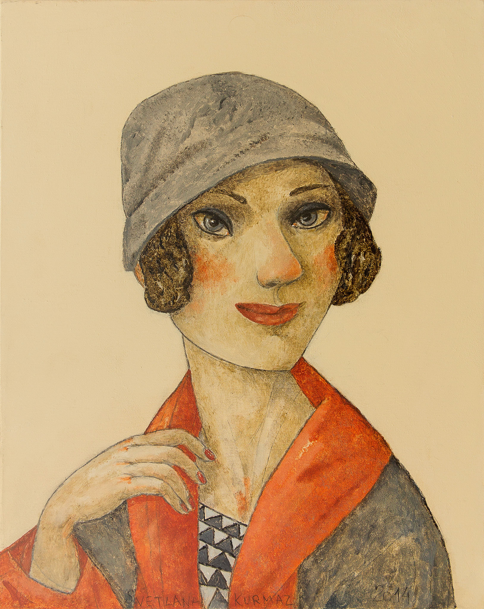 GRAY HAT, oil on canvas, 50x40cm.