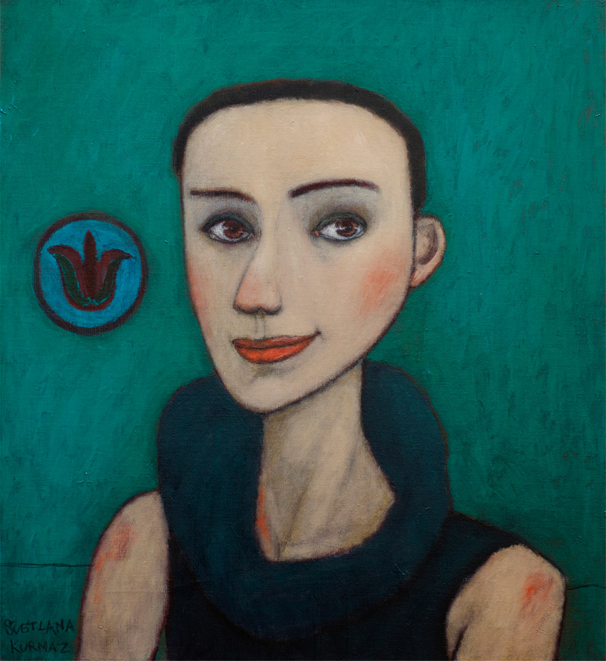 PORTRAIT OF YOUNG LADY, oil on canvas, 55x50cm. SOLD