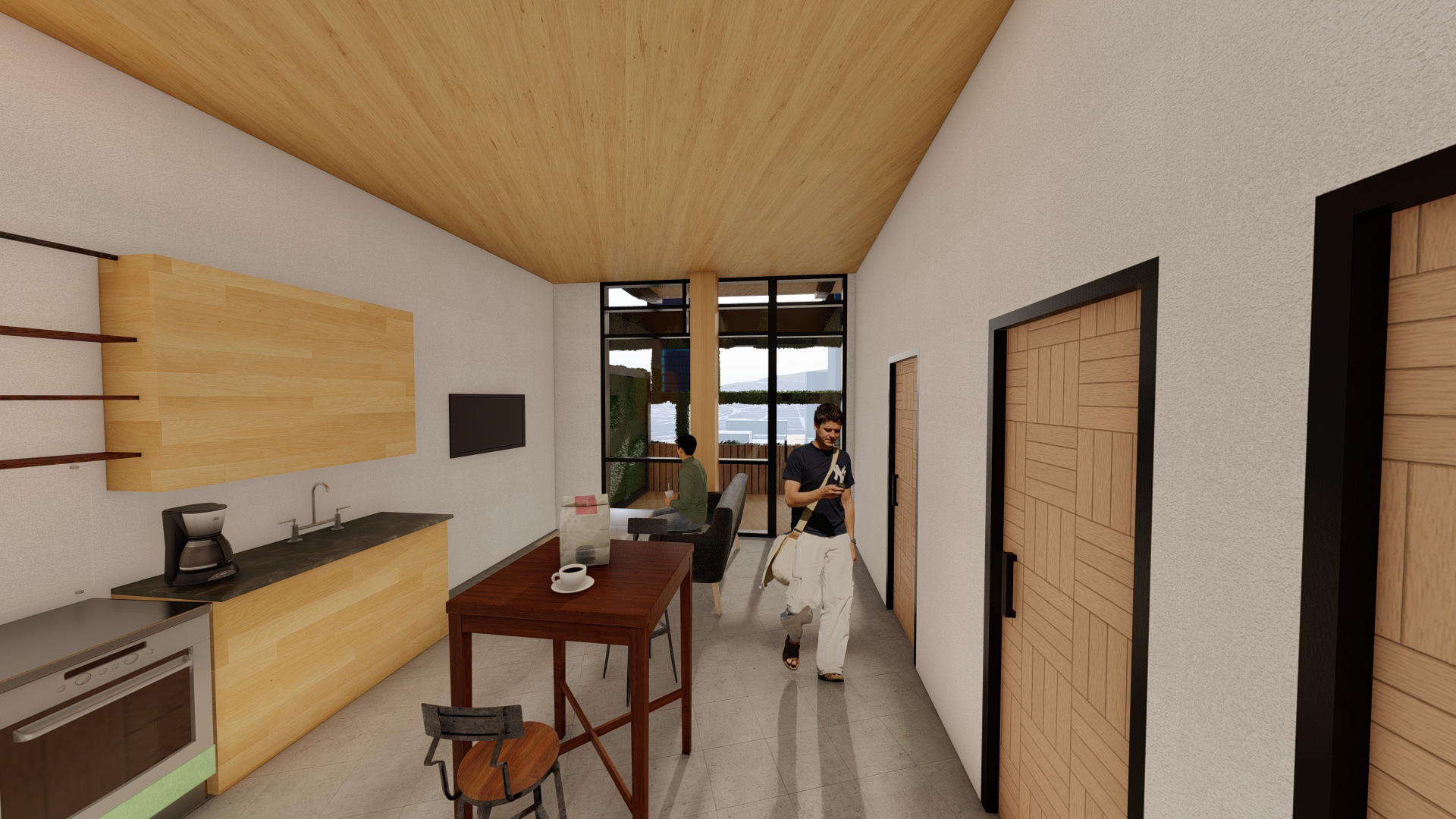 typ. living room & kitchen for 2 bedroom units - international house