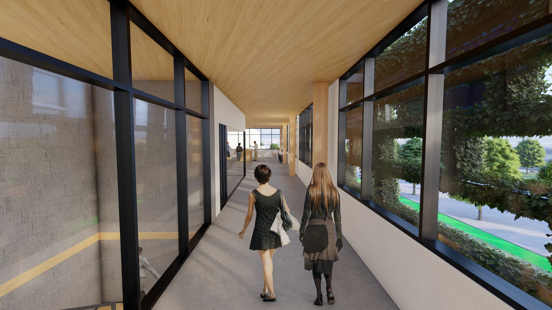 south hallway looking at architecture studio - public house third floor