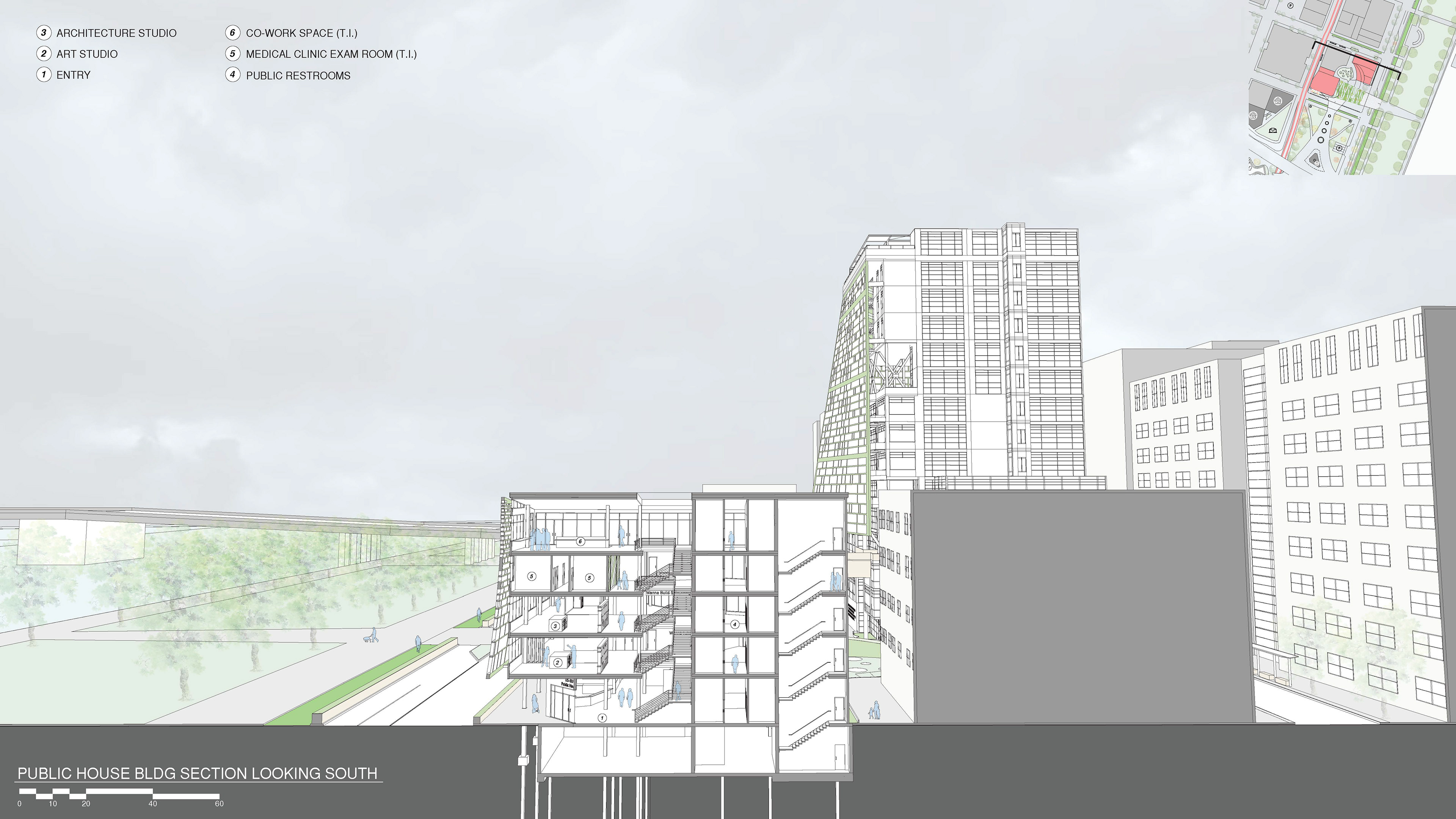 public house building section looking south