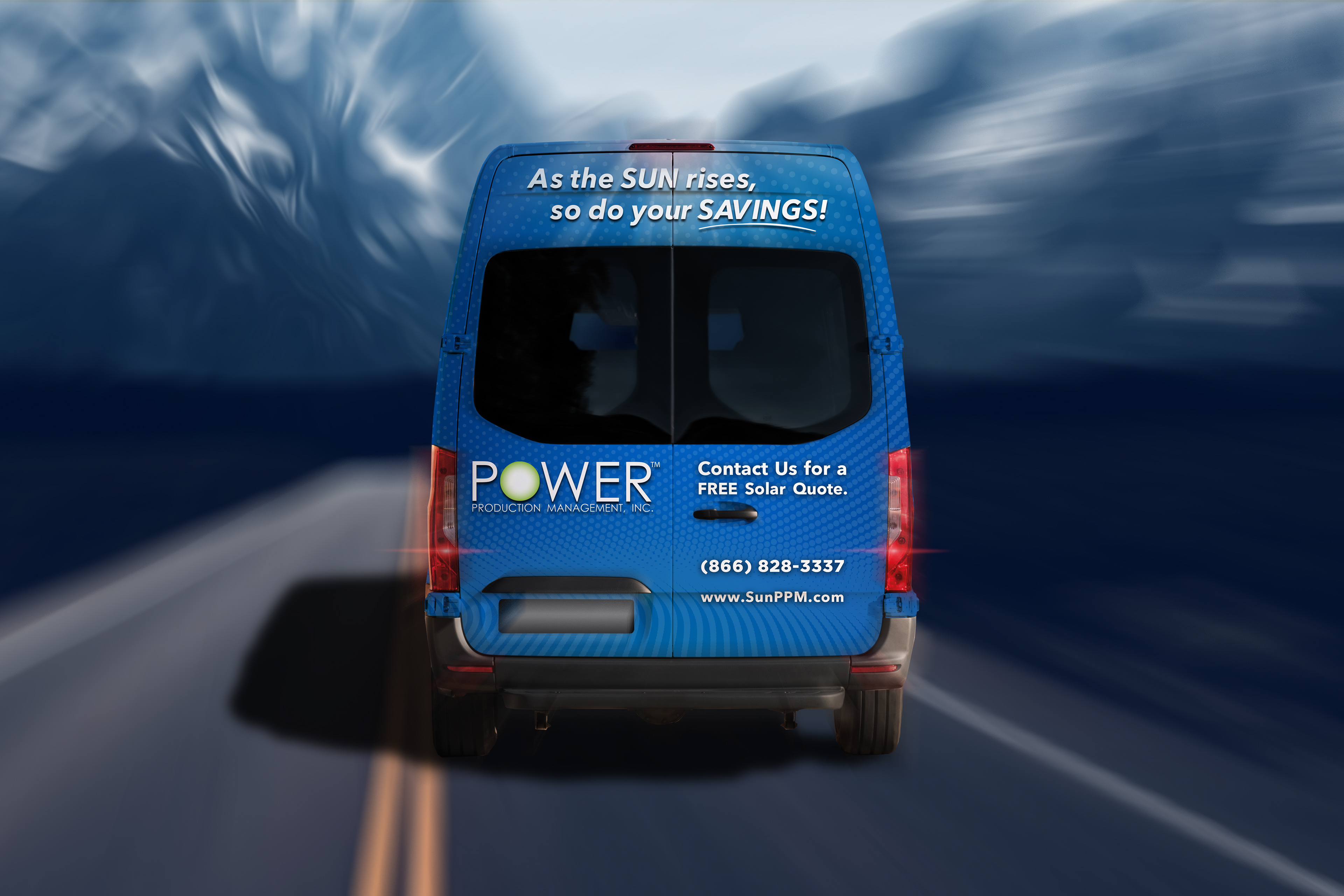 A van wrap design Nick Tuma created for solar company.