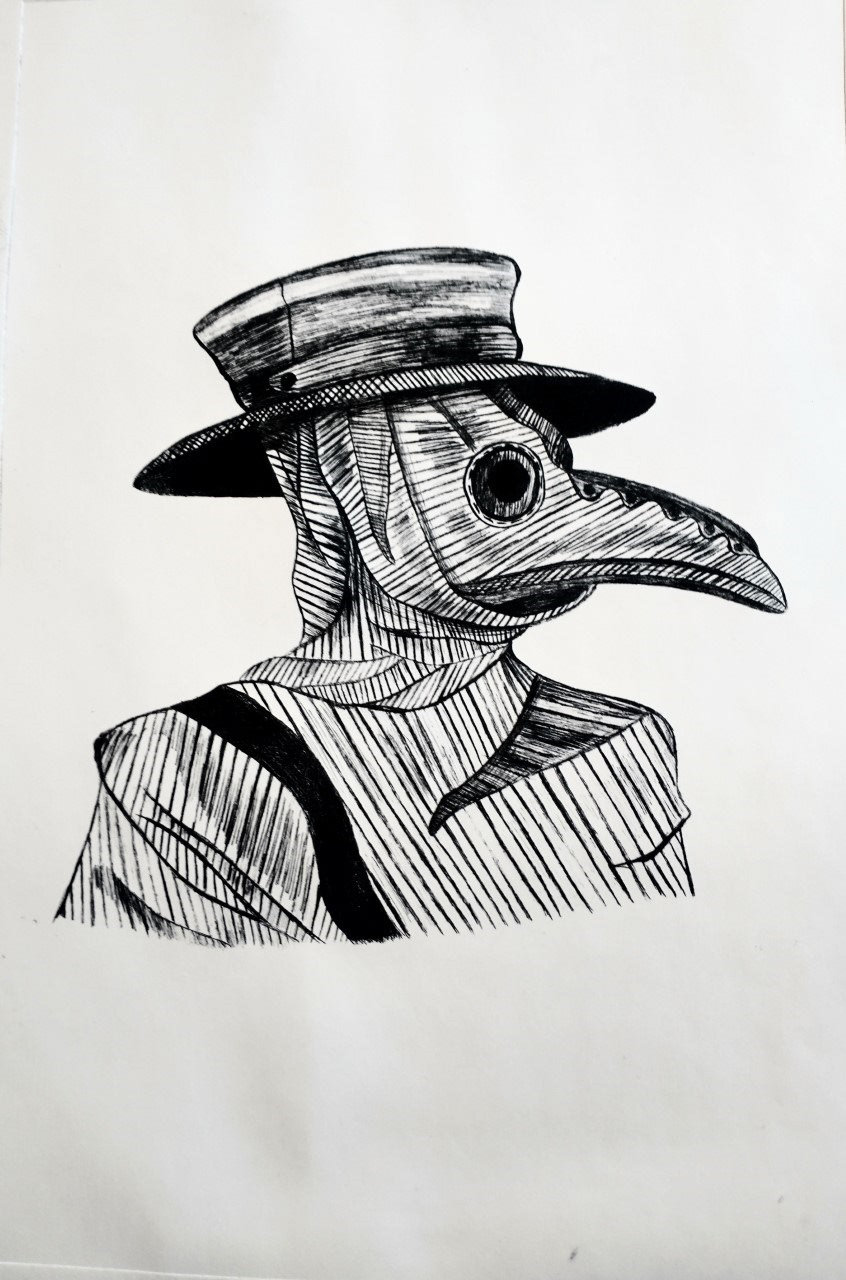 Rowan Yost, Grade 12, Northrop High School. The Doctor is in, Printmaking. john platt, Educator.