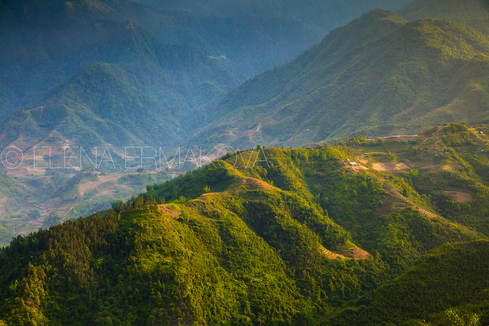 Mountains at sunset, Sapa, Vietnam