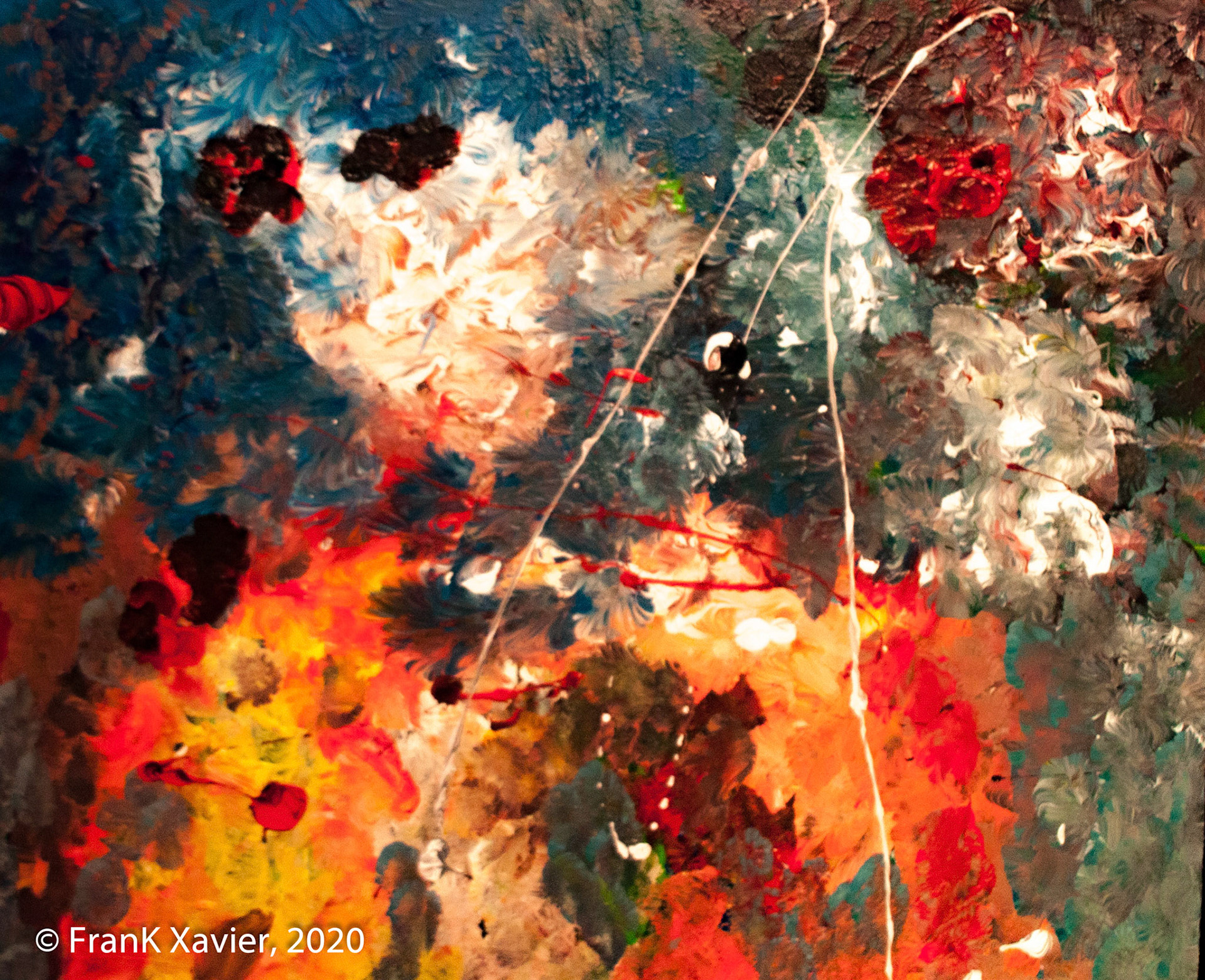 Ein Blick in das Universum. Ein Farbenexperiment und am Ende war ich sicher, dass so dass Universum aussehen müsste | Göße 80 mal 80 cm | Acryl auf Leinwand
