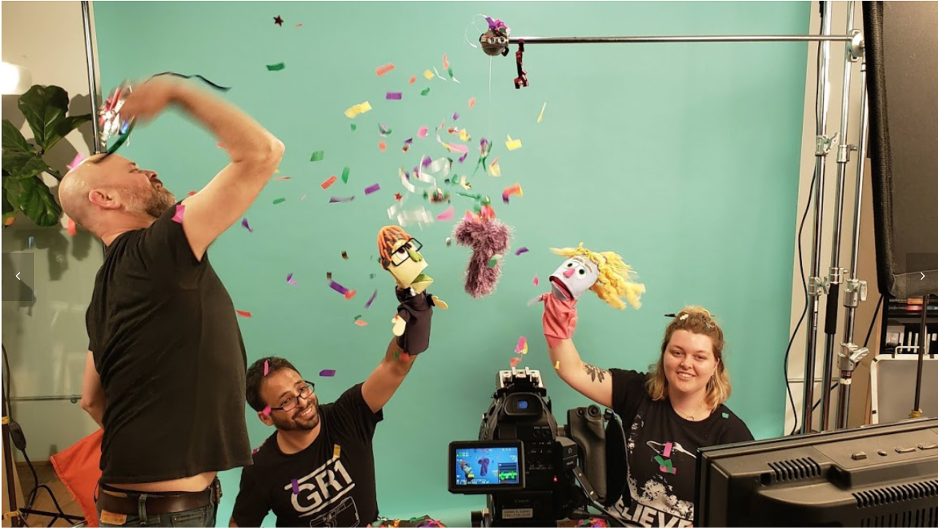 John Earle, Dan Jusino, and Katie Falke making puppet mayhem!