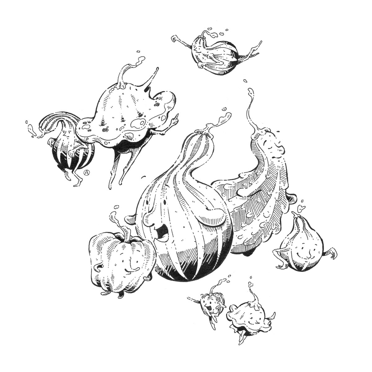 inktober 2017, Kürbis illustration, pumpkin illustration, day 13, analog illustration