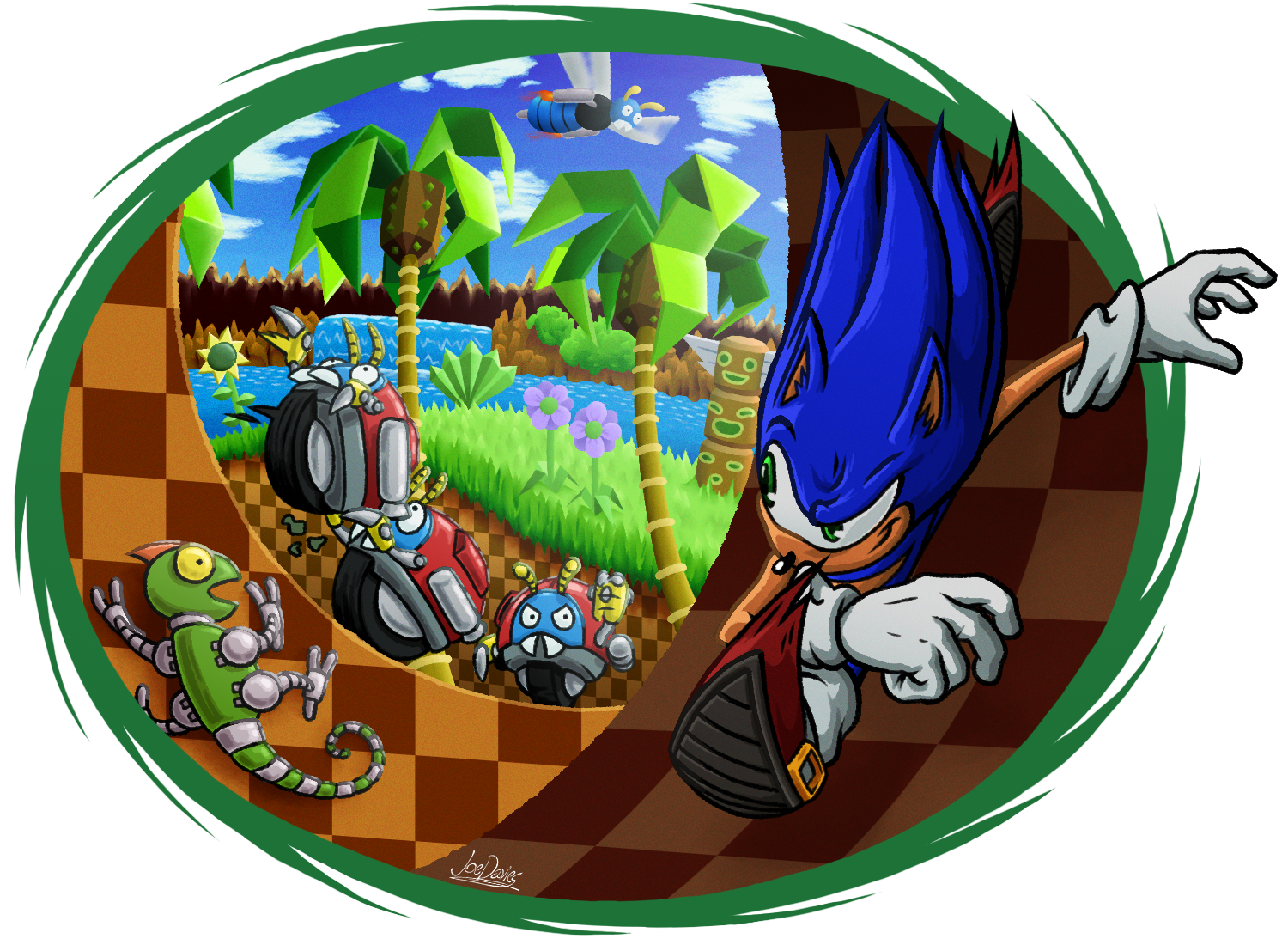 Green hill zone sonic the hedgehog 1 pixel art