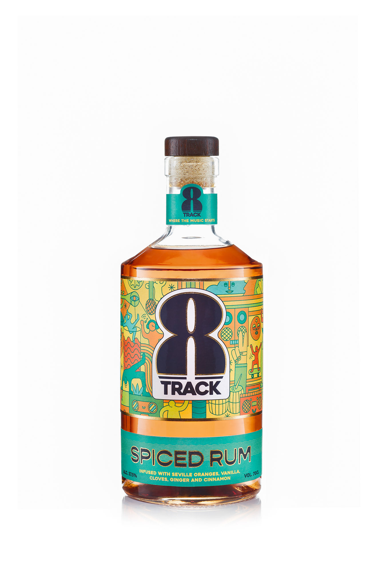 8 Track Spiced Rum Bottle