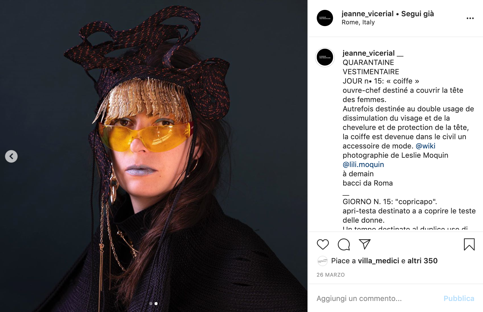 Capture compte Instagram @cliniquevestimentaire / design © Jeanne Vicerial / Image © Leslie Moquin