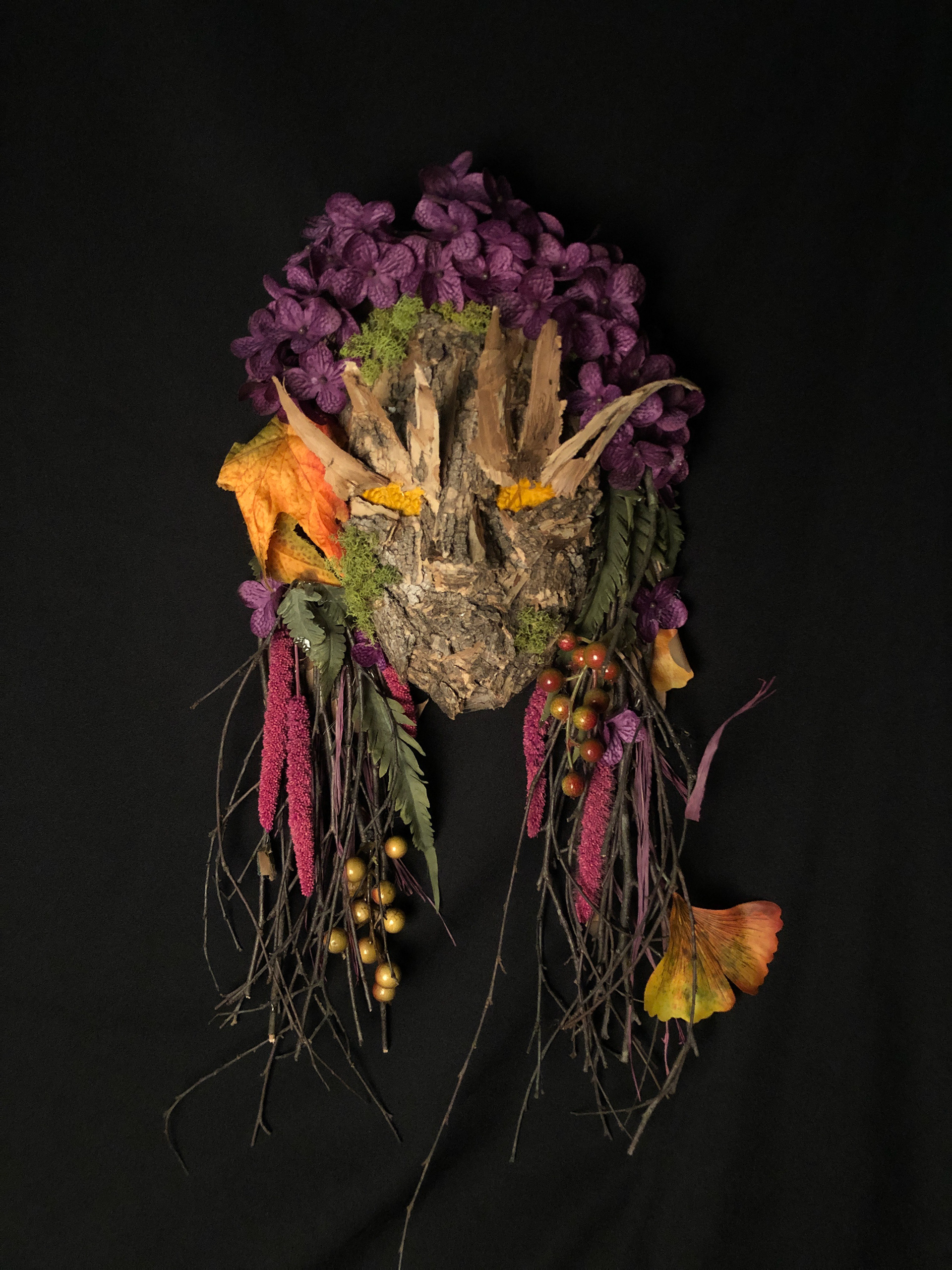 "Mother Nature" | 16" × 14" × 3" | Bark, leaves, and twigs