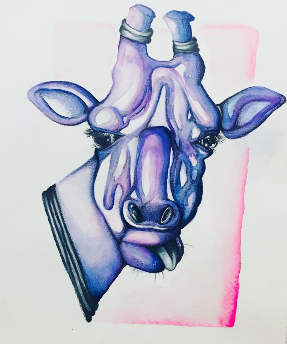 “Slipping” | 11” x 18” | Watercolor, colored pencils, and white gel pen
