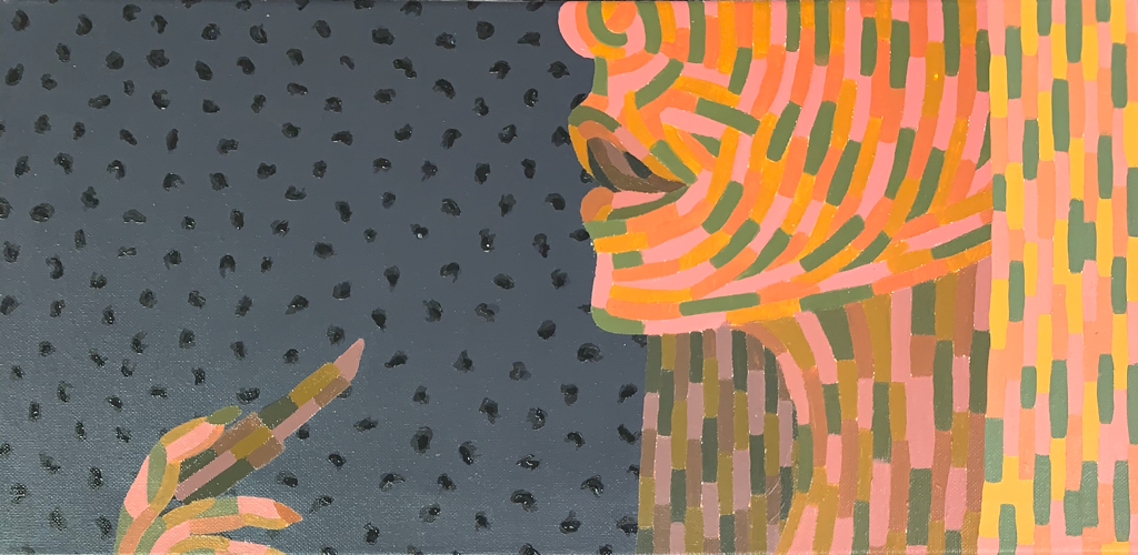“Beauty Is A Part Of Her” | 10” x 20” | Acrylic and clear varnish | I created this artwork to show how society forces beauty in women. Beauty is burned into girls’ brains at very young ages as a necessity when in reality it’s not. As we age this standard becomes apart of who we are, creating this cycle that we will eventually pass on to the next generation.