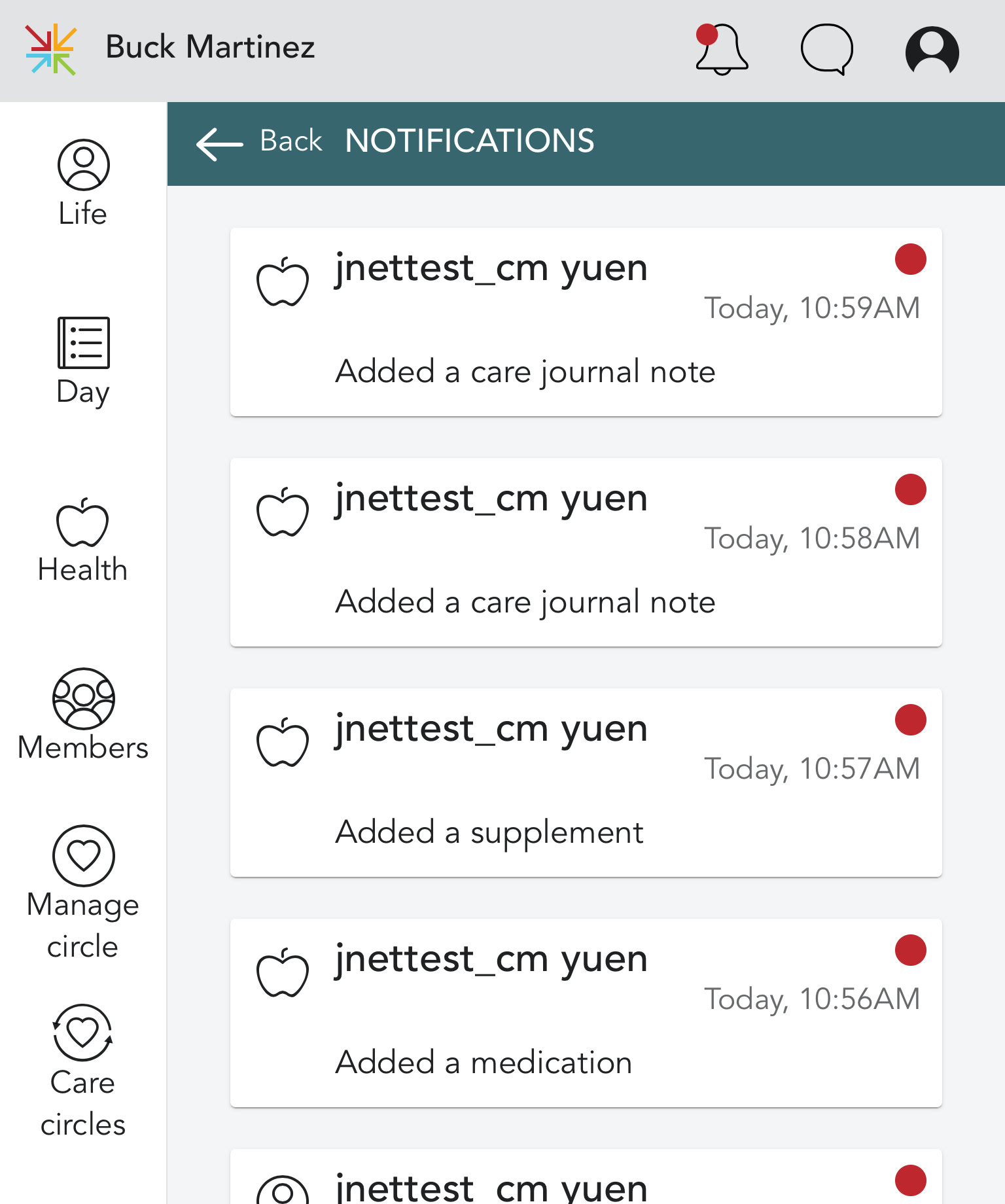 Notifications screen on iPad.