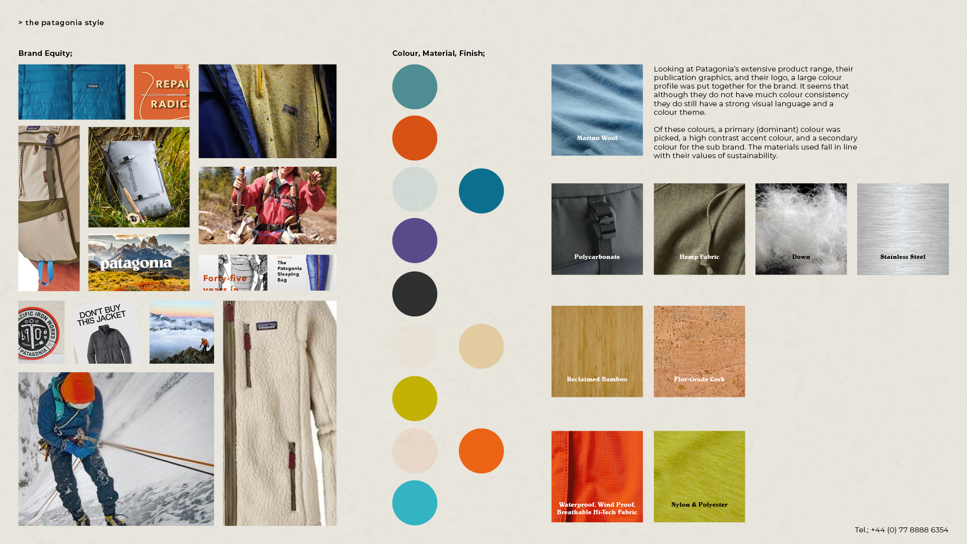 patagonia moodboard and cmf analysis of patagonia products and the brand by tom Rickard