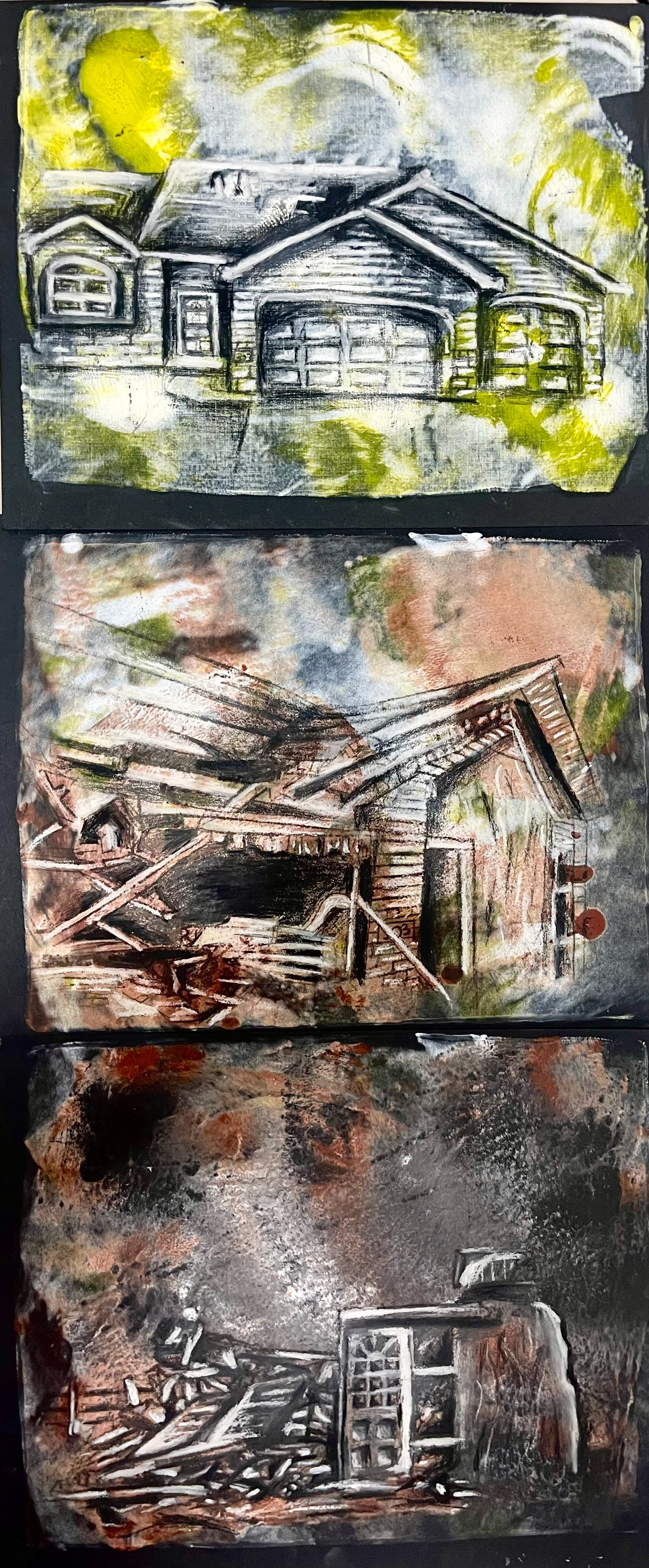 Gabrielle Logelin, Progression of a Broken Home, Printmaking, Brecksville Broadview Hts High School, Educator: Andrew Hansen, Grade 12, Honorable Mention