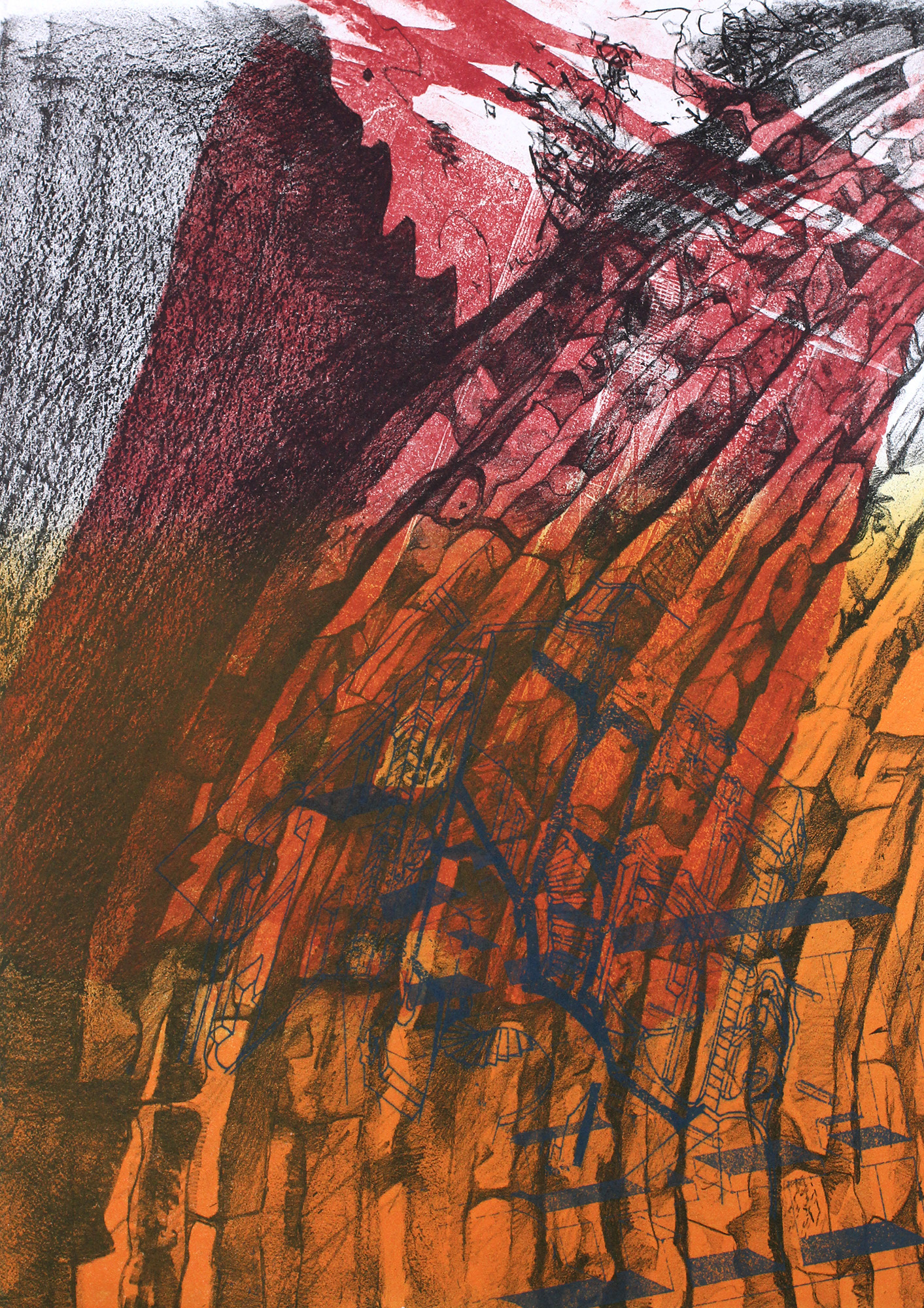 "Site LIV," Lithography, monotype, and paper lithography, 16.5 x 11.5 in., 2020