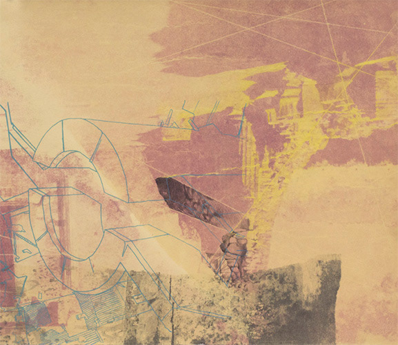 "Site XVIII," Paper Lithography, silkscreen, and graphite, 15 x 17.25 in., 2015