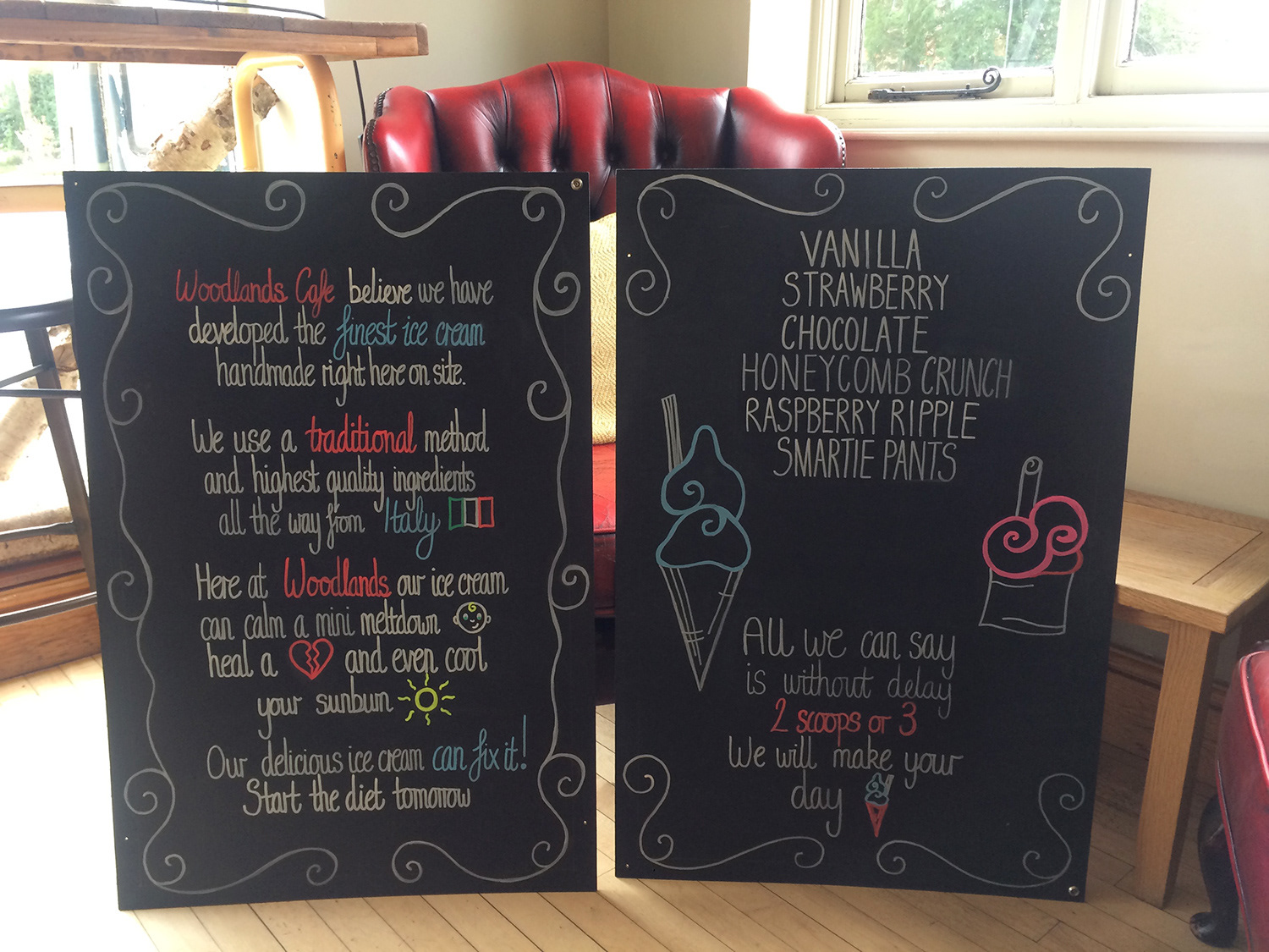 Woodlands Cafe Signs