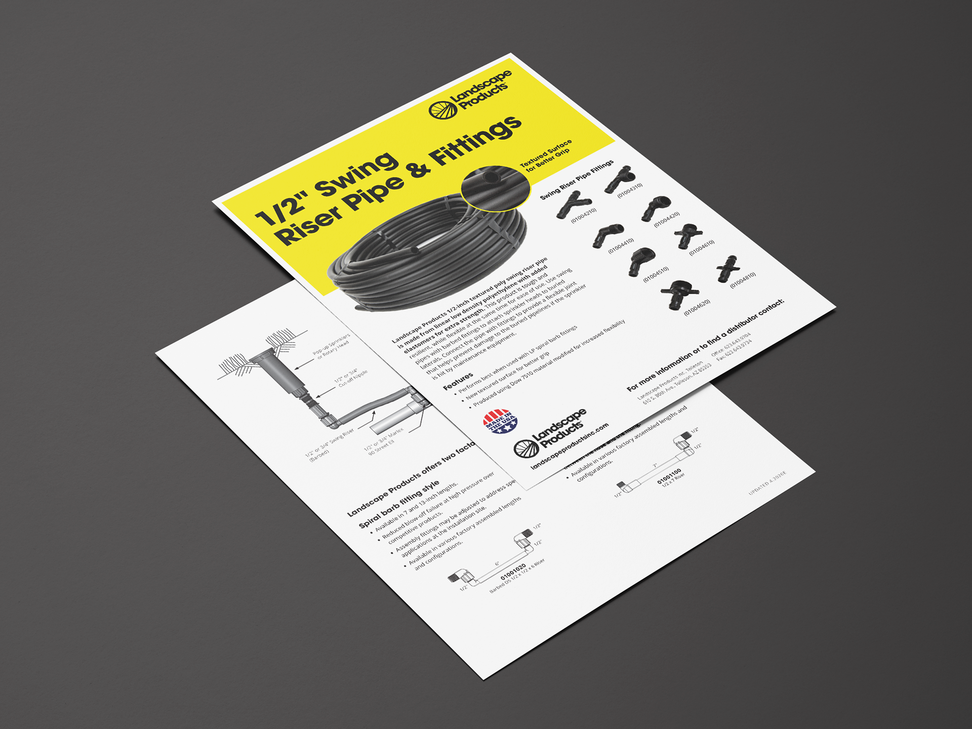 Product sheets for Landscape Products brand update