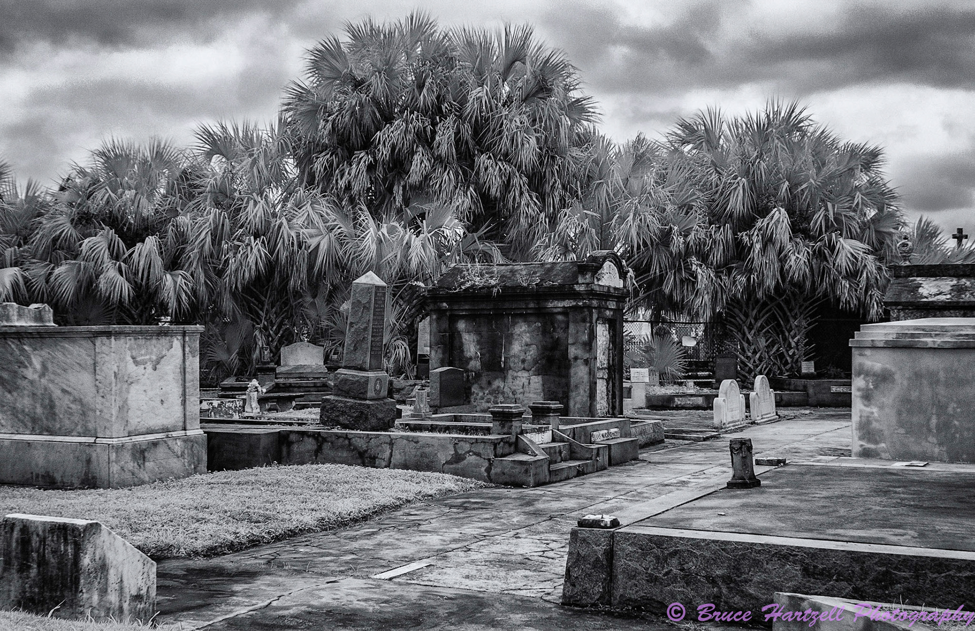 Oddfellows Cemetery, New Orleans, Louisiana. Infrared. PS, LR, Silver Effects Pro adjustments. See and share more like this at:  http://aayyeeee.myportfolio.com