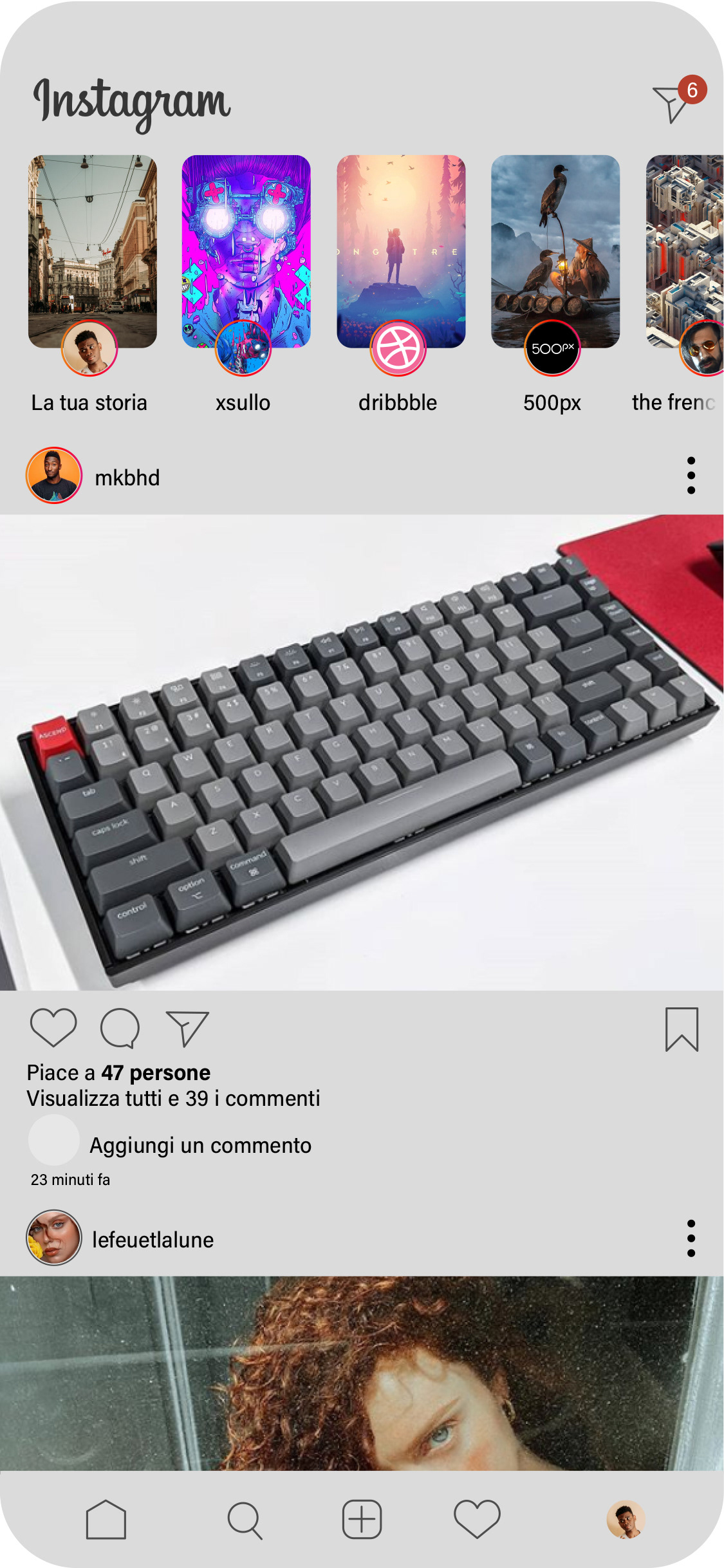 this is instagram interface redisigned by me