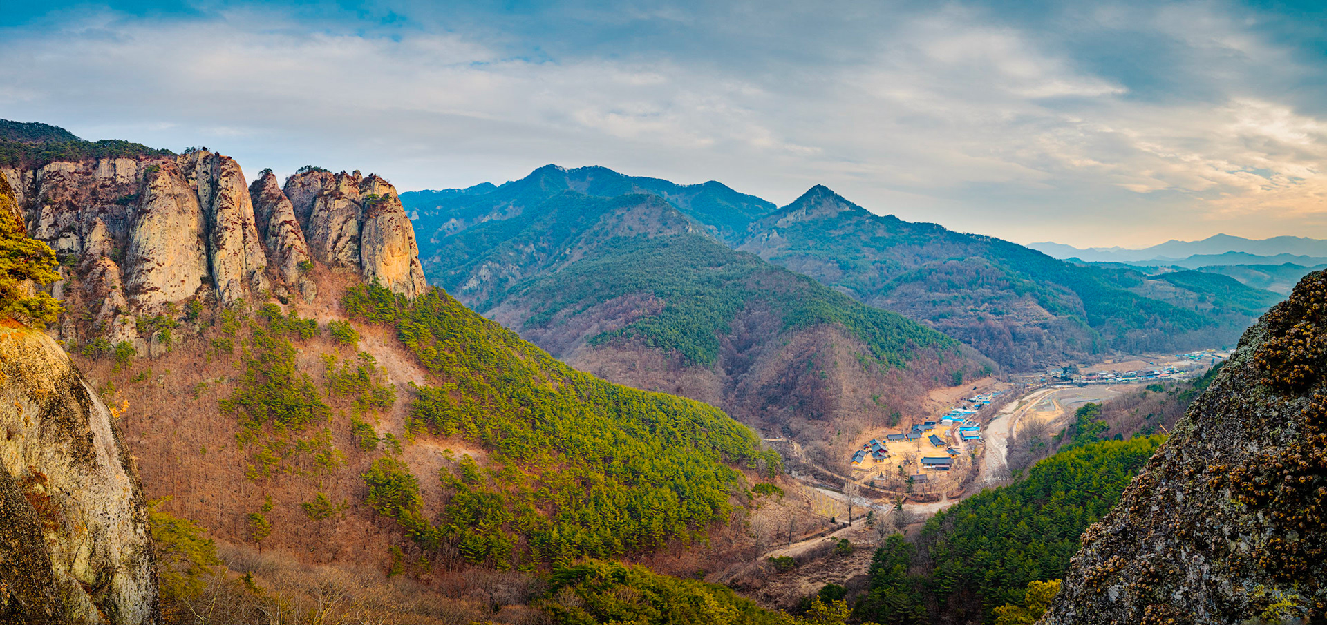 Mountain and Temple Scenery in Korea's Juwangsan National Park