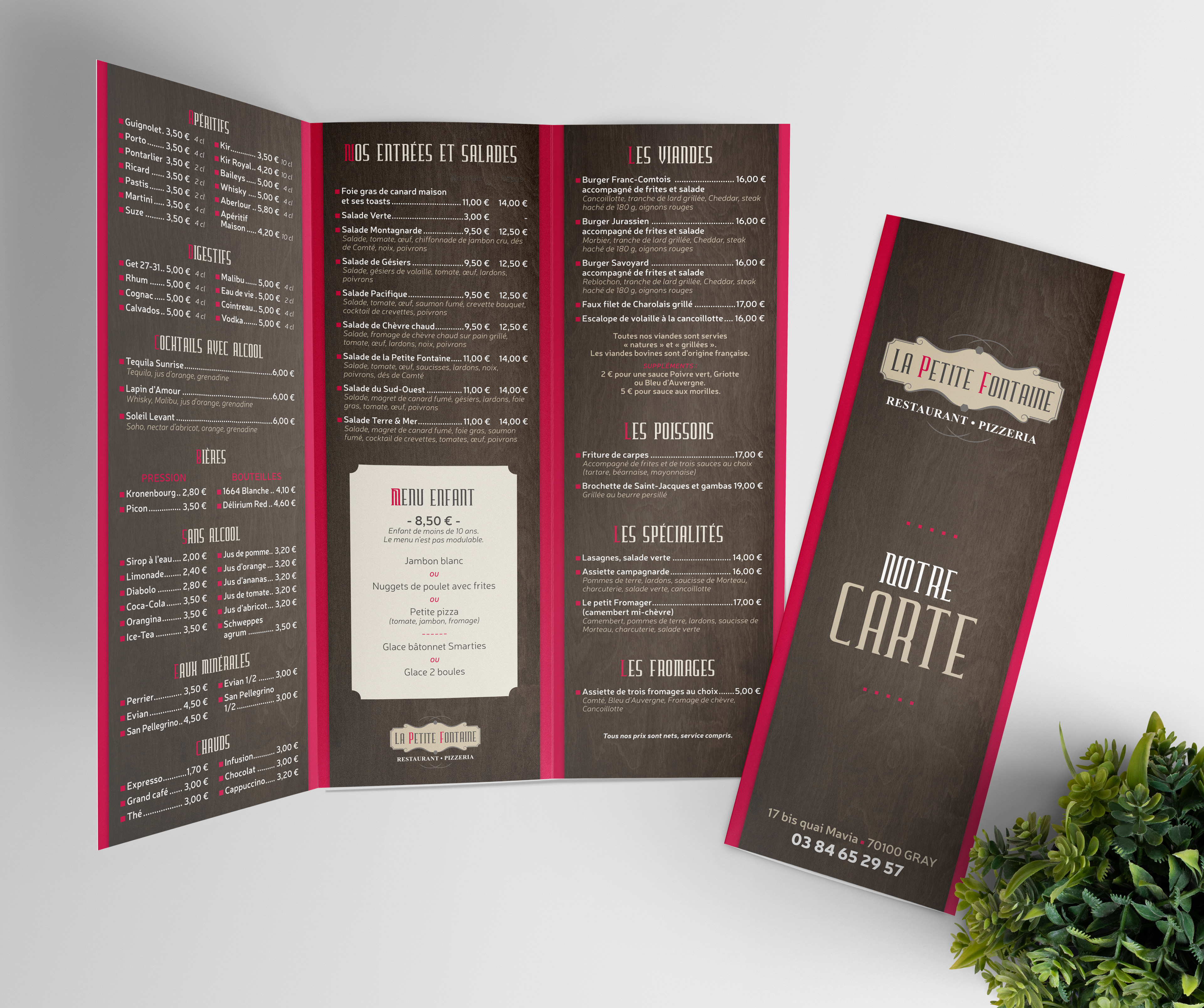 Menu 3 volets - La Petite Fontaine.