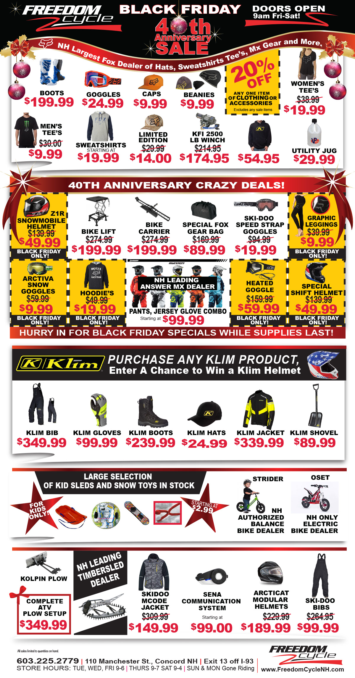 Black Friday Flyer Insert for Freedom Cycle 40th Anniversary Sale