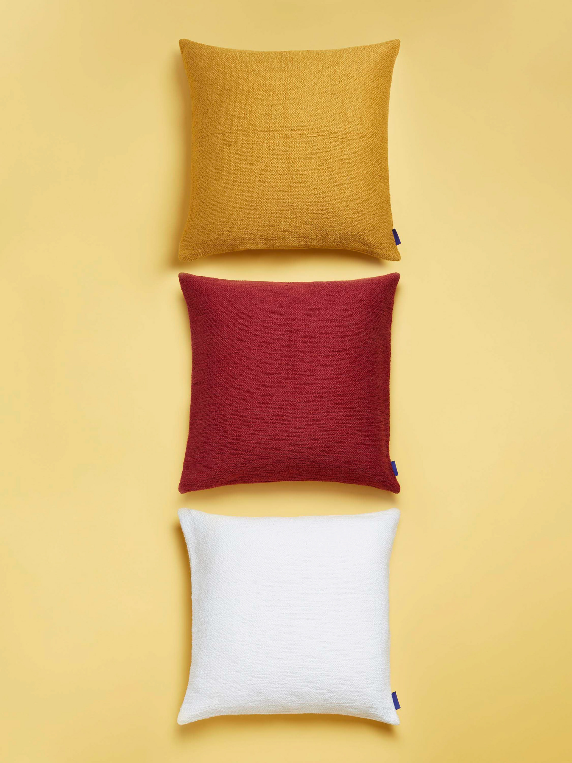 Slub Cushion Cover in ochre, white & red By The Conran Shop