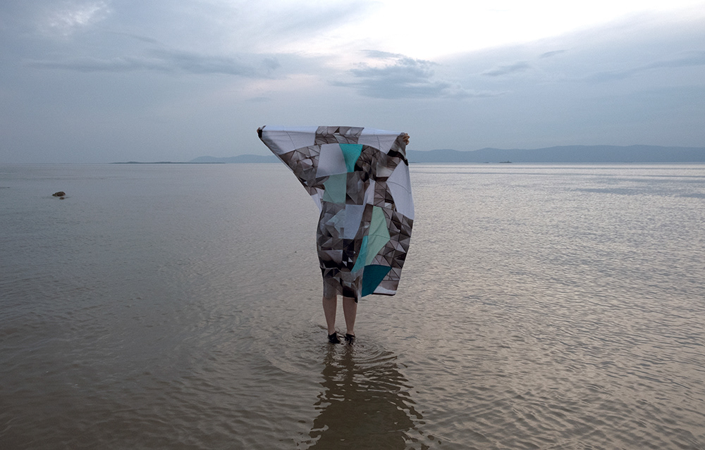 "Blanket of Fog," Studies at the Saint Lawrence River, 2019. Pieced cotton and digital prints on cotton. Image by Anne-Marie Proulx.