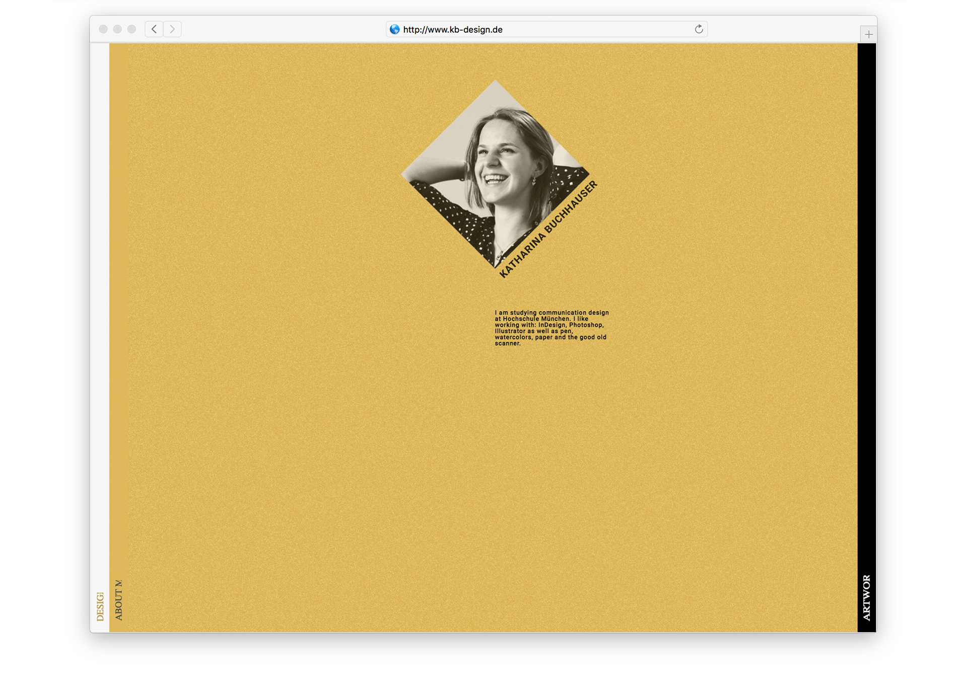 Screenshot der About-Me-Seite von meiner ersten eigenen Portfolio-Webseite