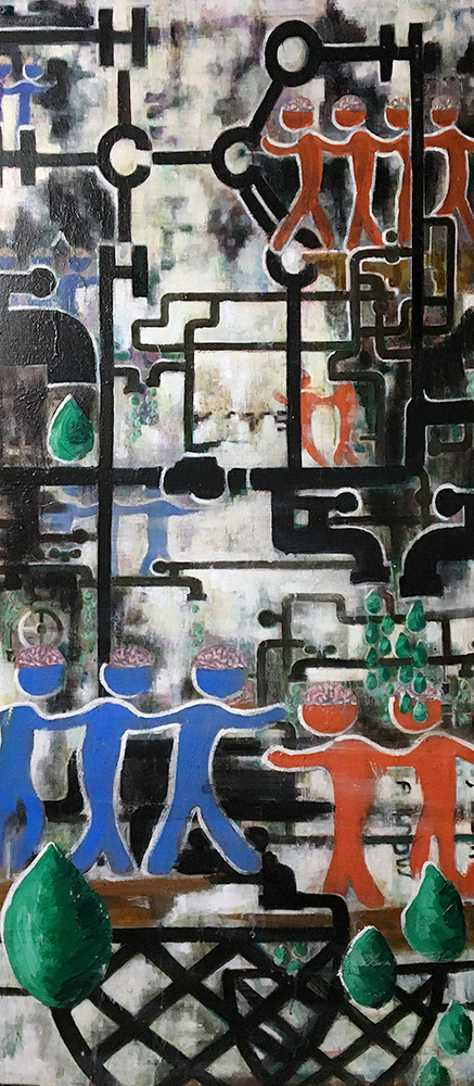 “bleach,” 2018, oil emulsion and pigment on panel, 71” x 31”