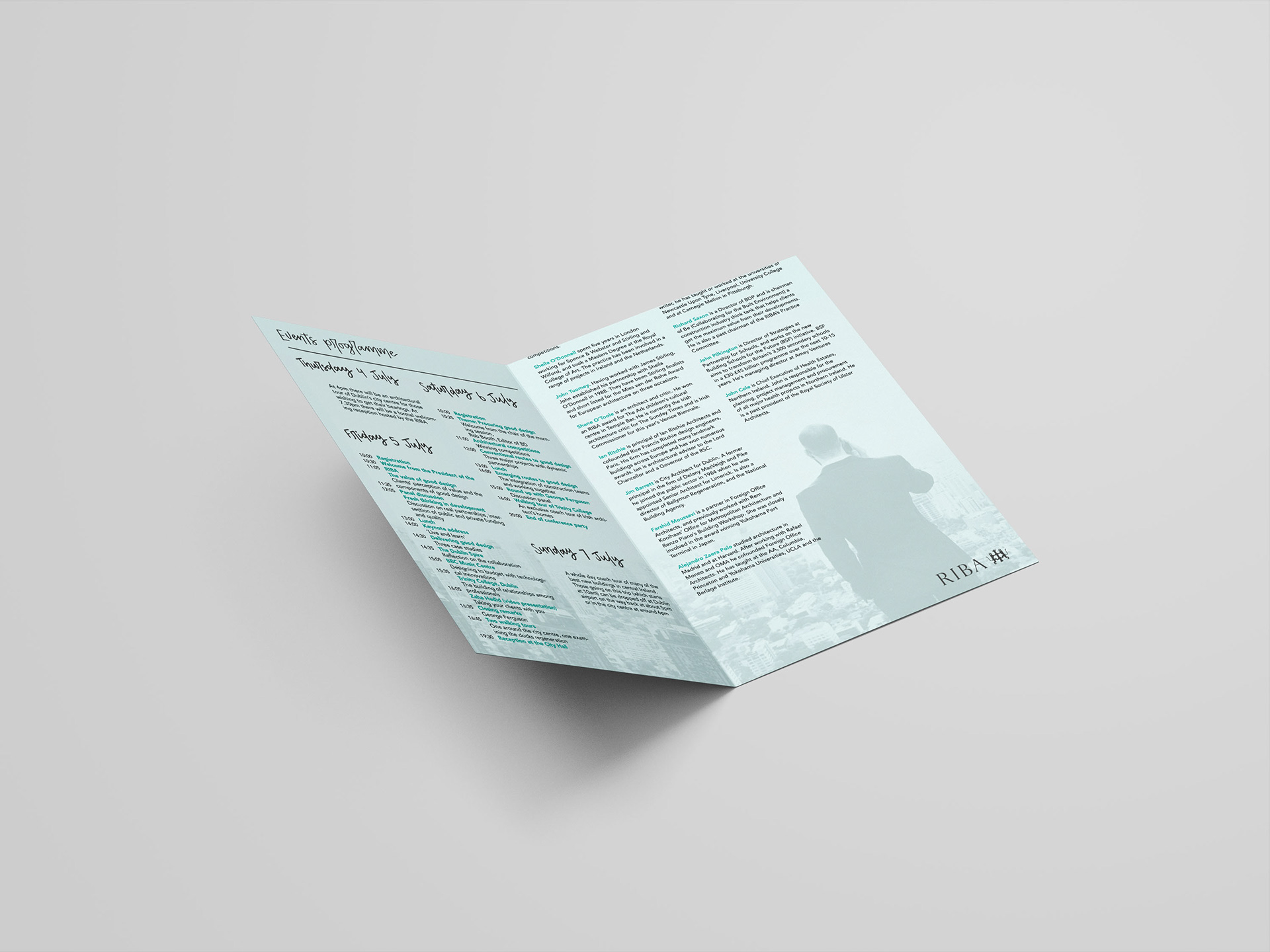 the opening spread when unfolding the leaflet