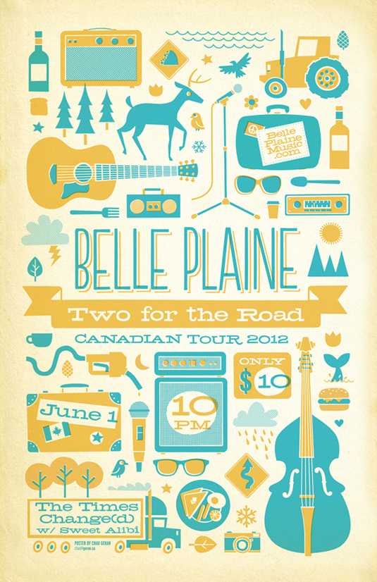 Chad Geran - Freelance Illustrator - Lifestyle, Children's Books,  Advertising, Greeting Cards, Editorial, Vector - Belle Plaine - Two for the  Road Tour Poster