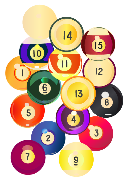 illustration of antique ivory pool balls for a rousing game of billiards