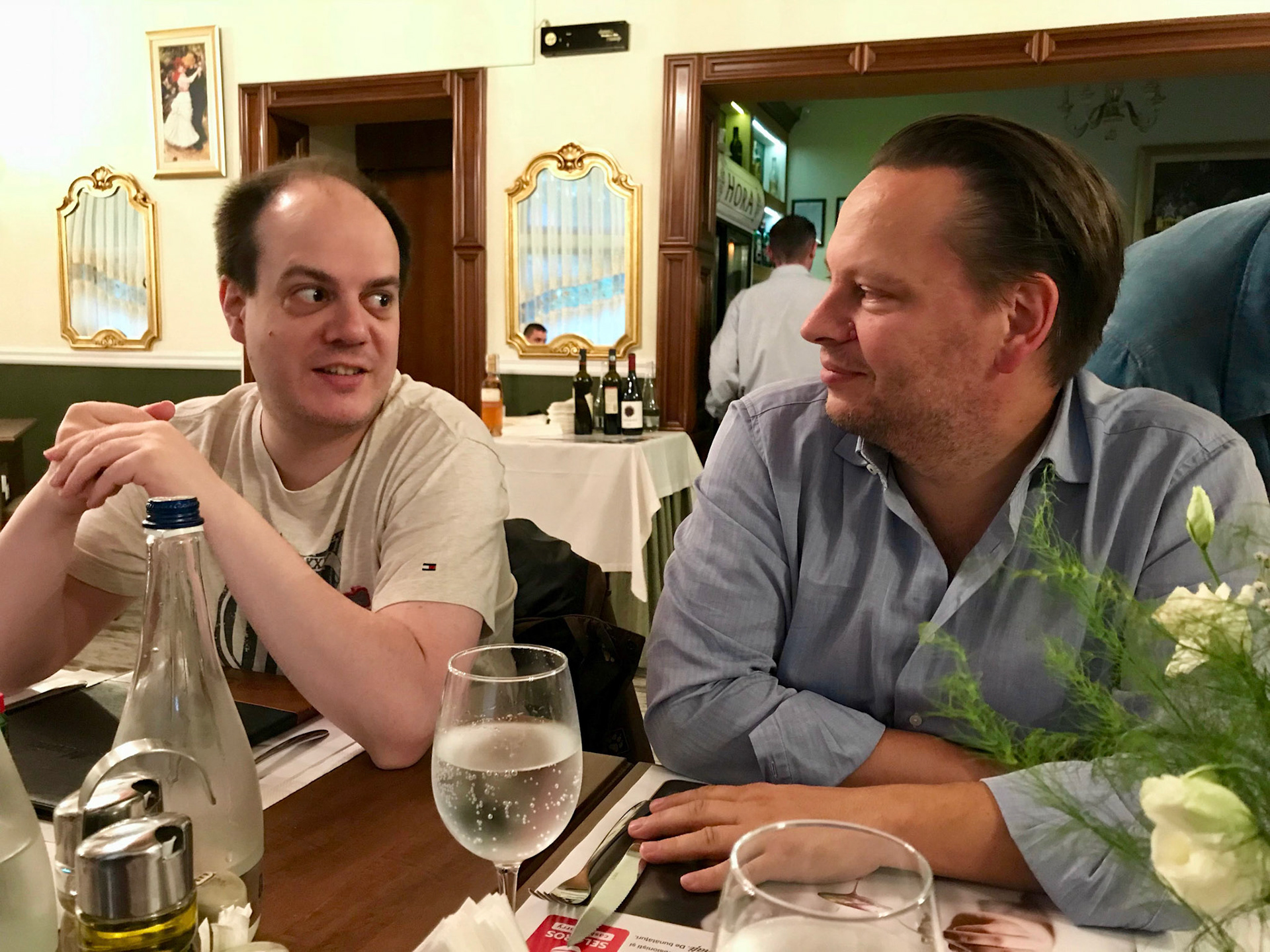 Sebastian & Stefan at dinner