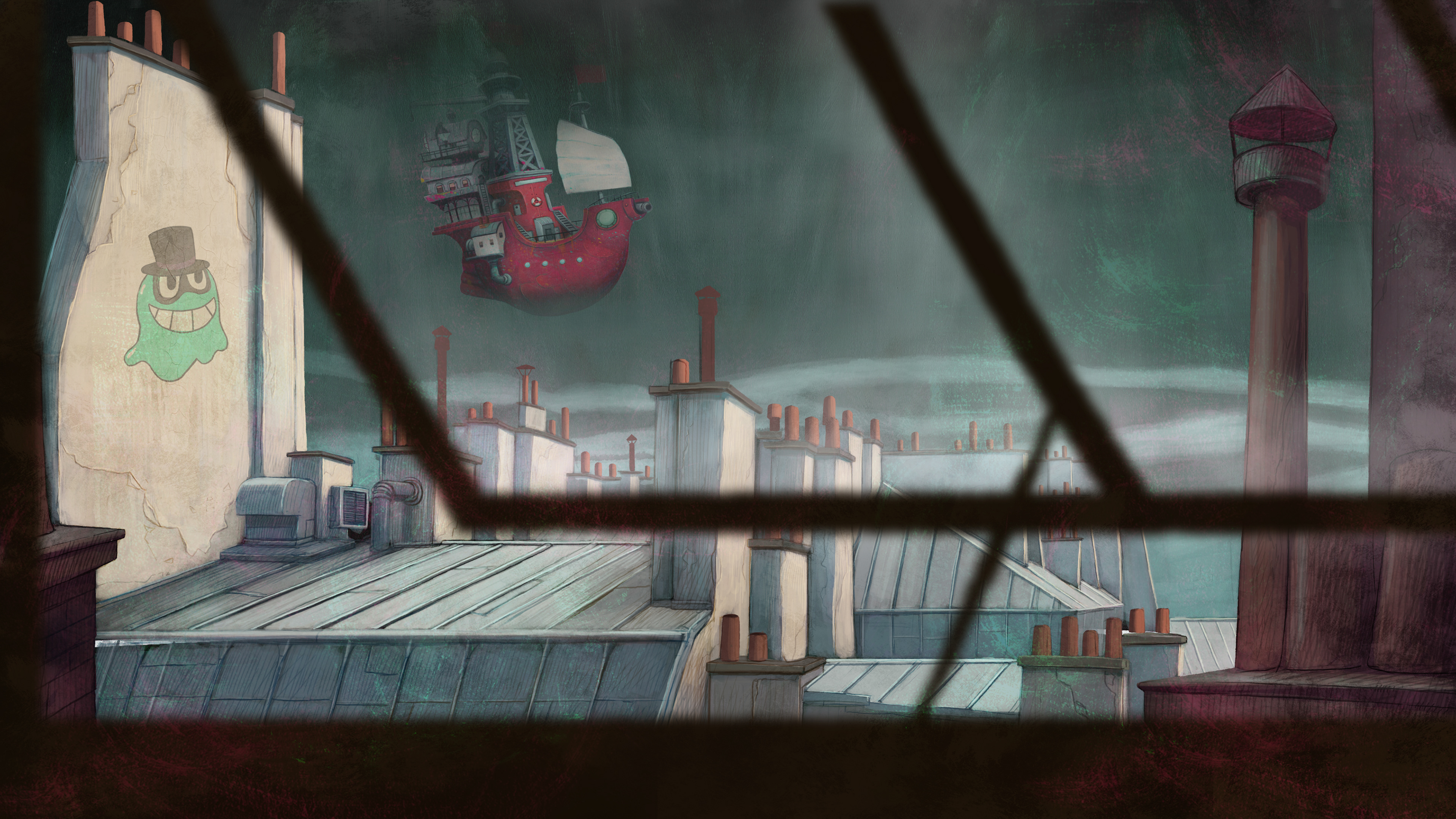 Graphic sample for "Le Navire écarlate", a film by Léo Verrier
