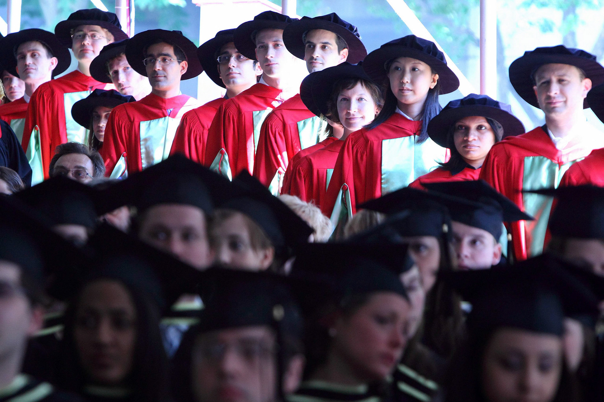 Graduates-to-be line up just before crossing the Convocation stage, May, 2010.