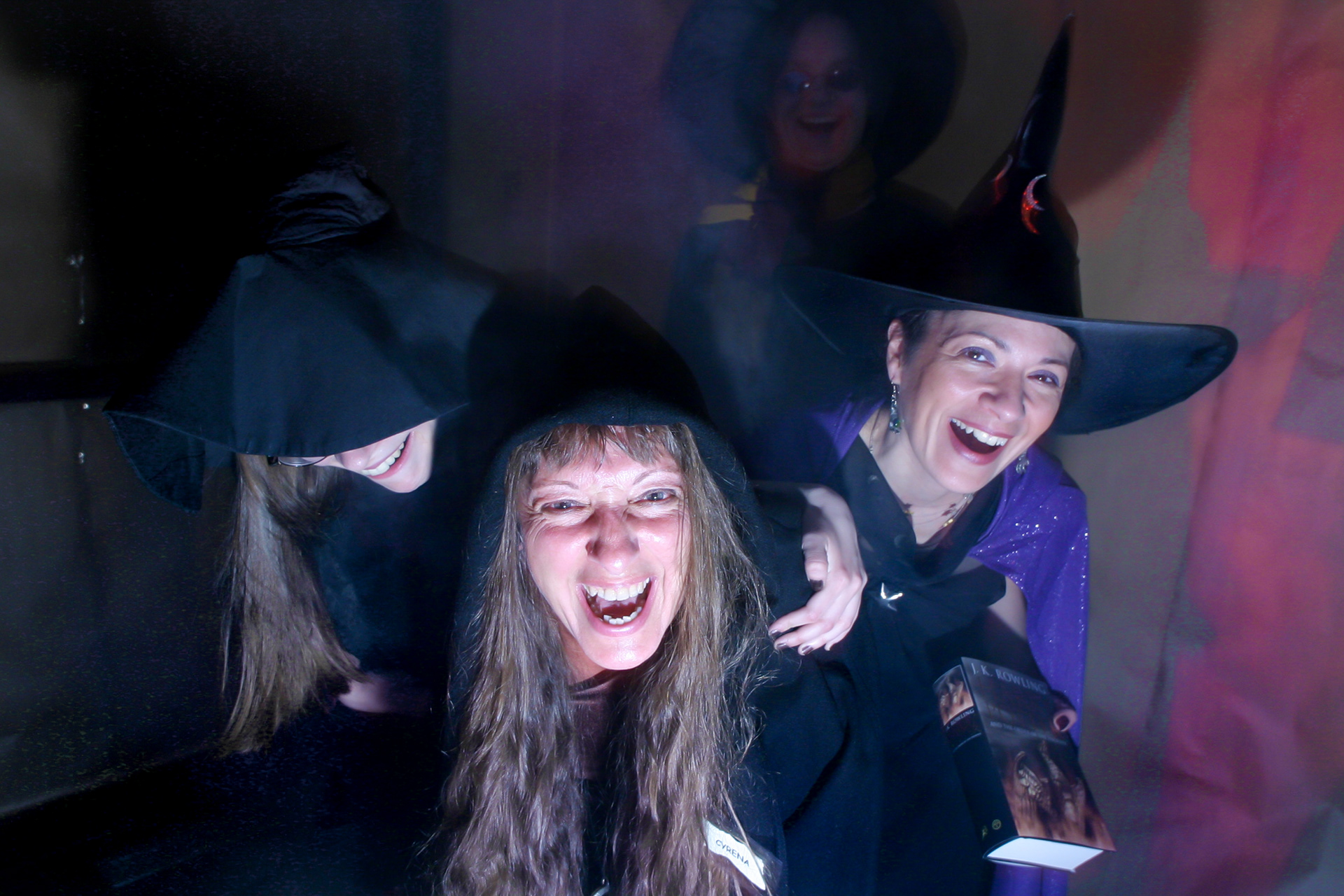 McGill Bookstore staff get into the spirit at the launch of the latest Harry Potter book. June 2003.
