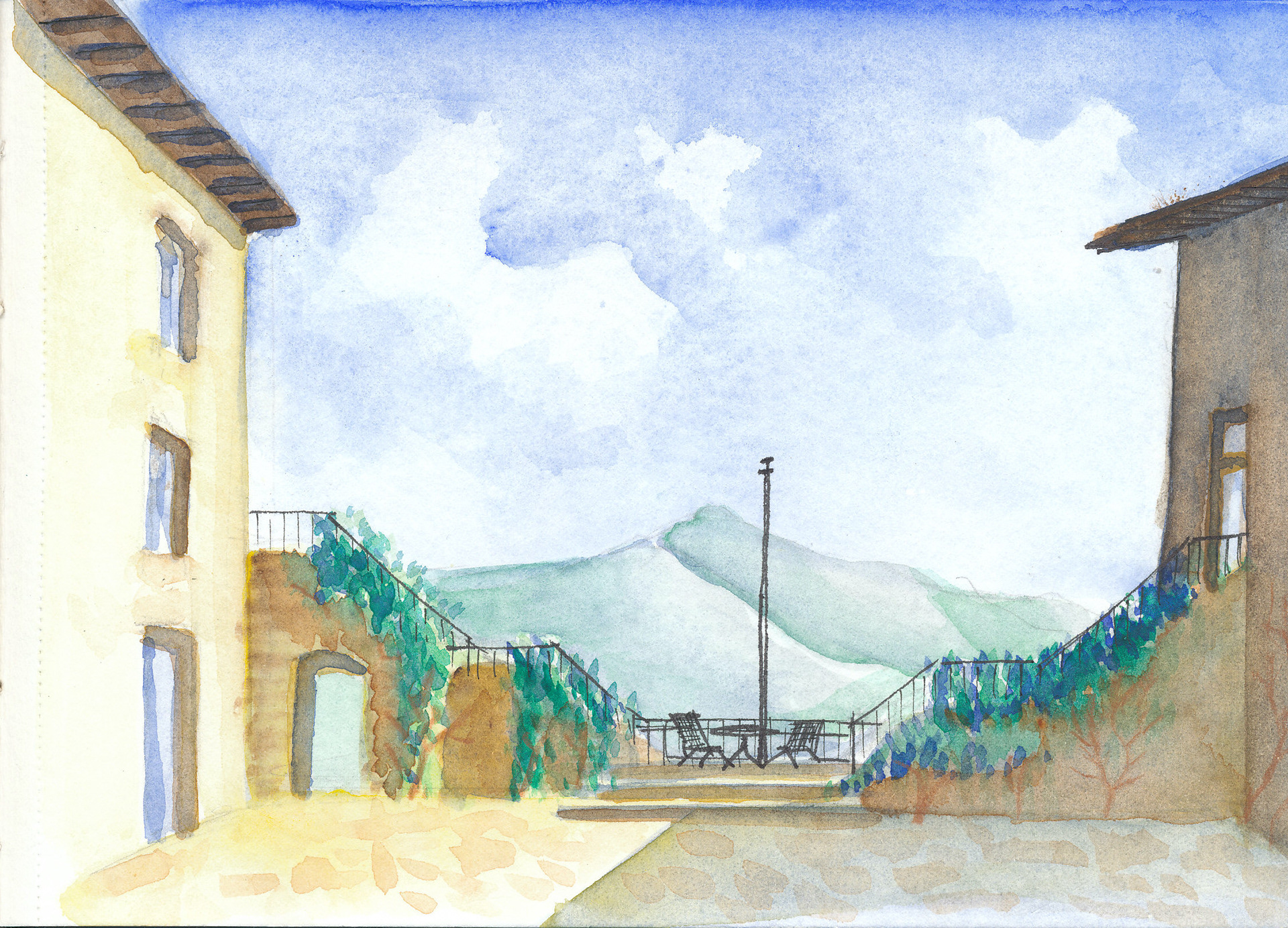 The courtyard at Santa Chiara, a former monastery turned study center.