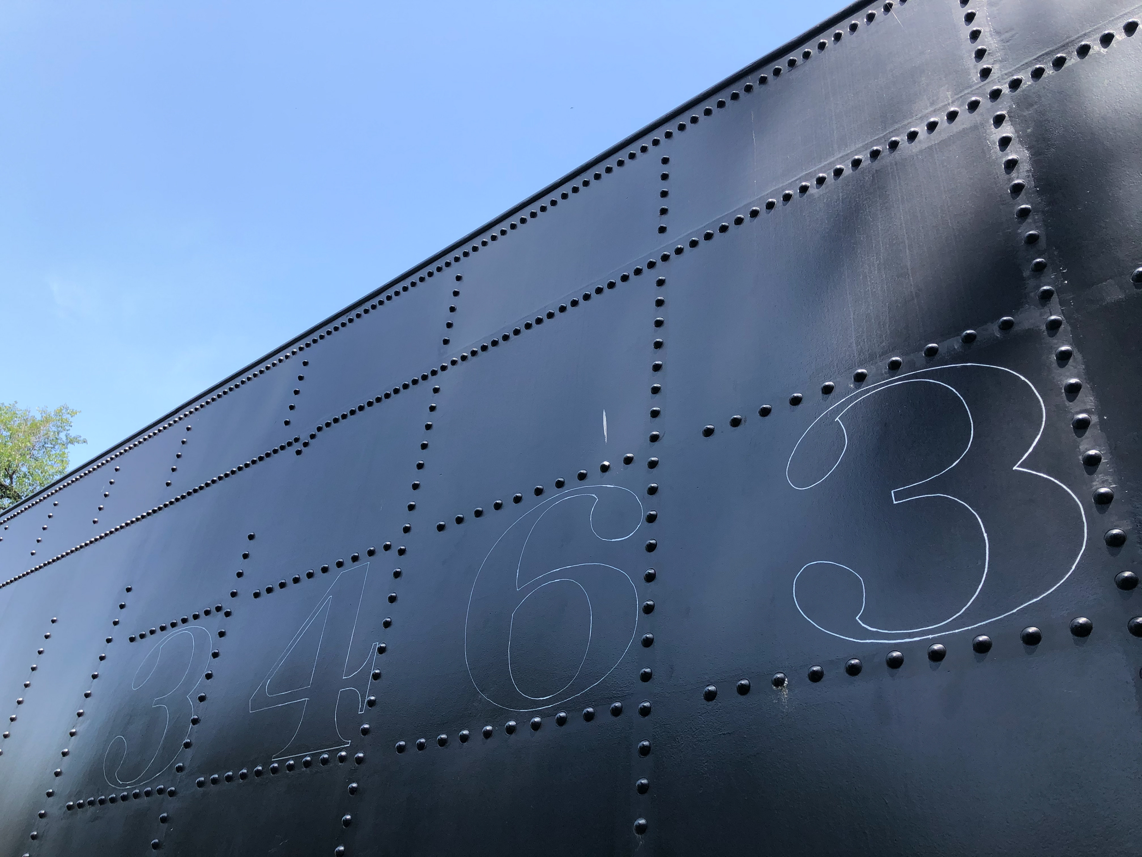 Numbering marked out on repainted black and ready for silver paint