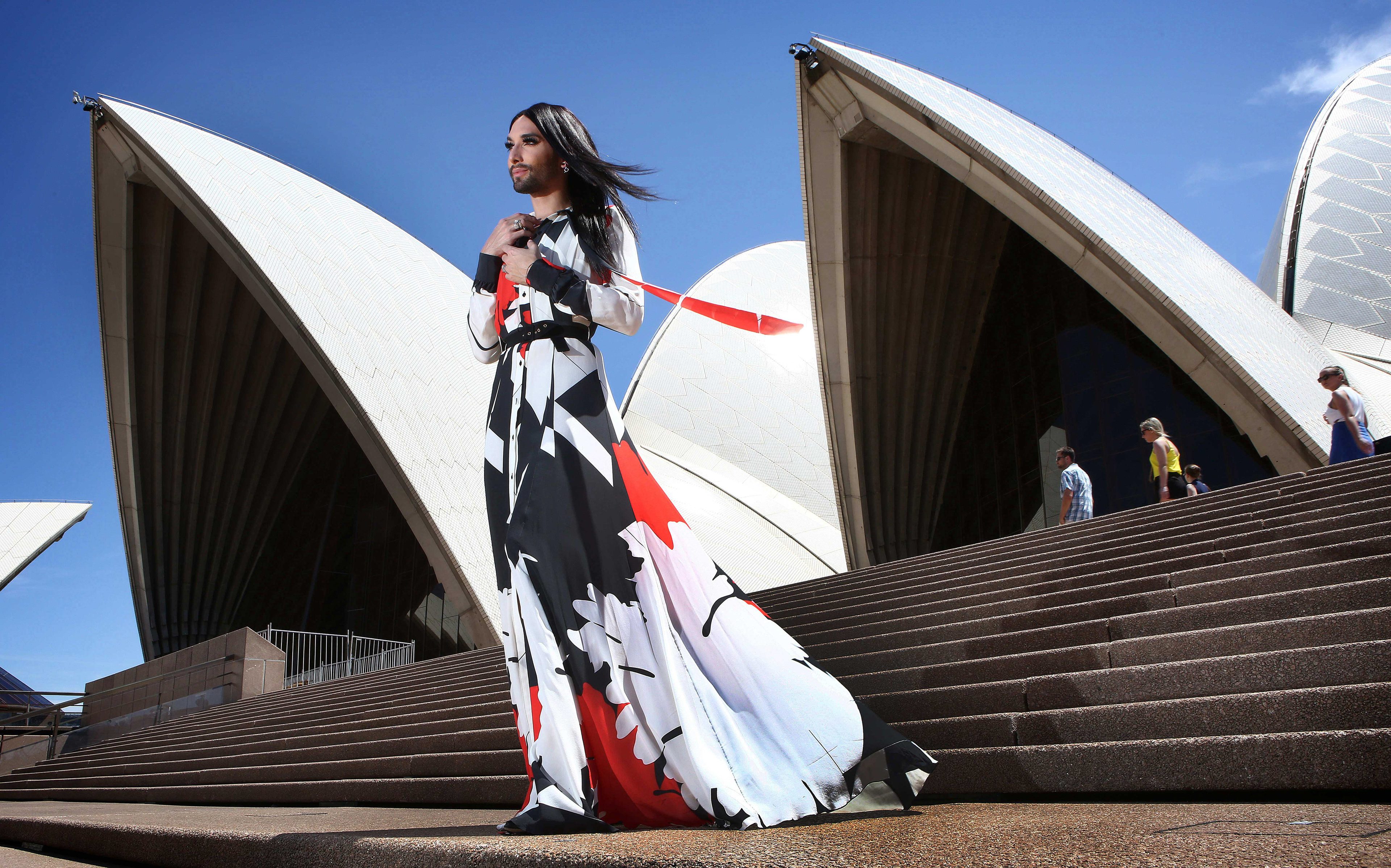 EUROVISION WINNER CONCHITA WURST at the Sydney Opera House. Picture © Chris Pavlich