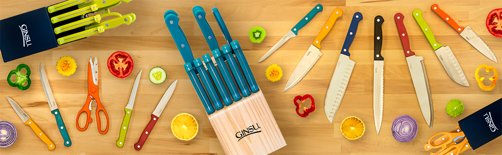 Photo & composition for Ginsu Knives masthead photo at their Amazon Store.