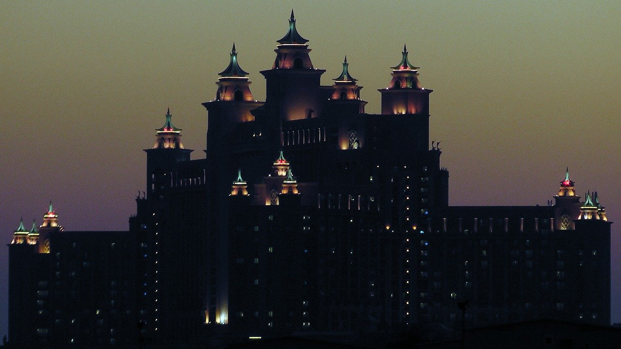Night Time At The Palm Atlantis Hotel In Dubai