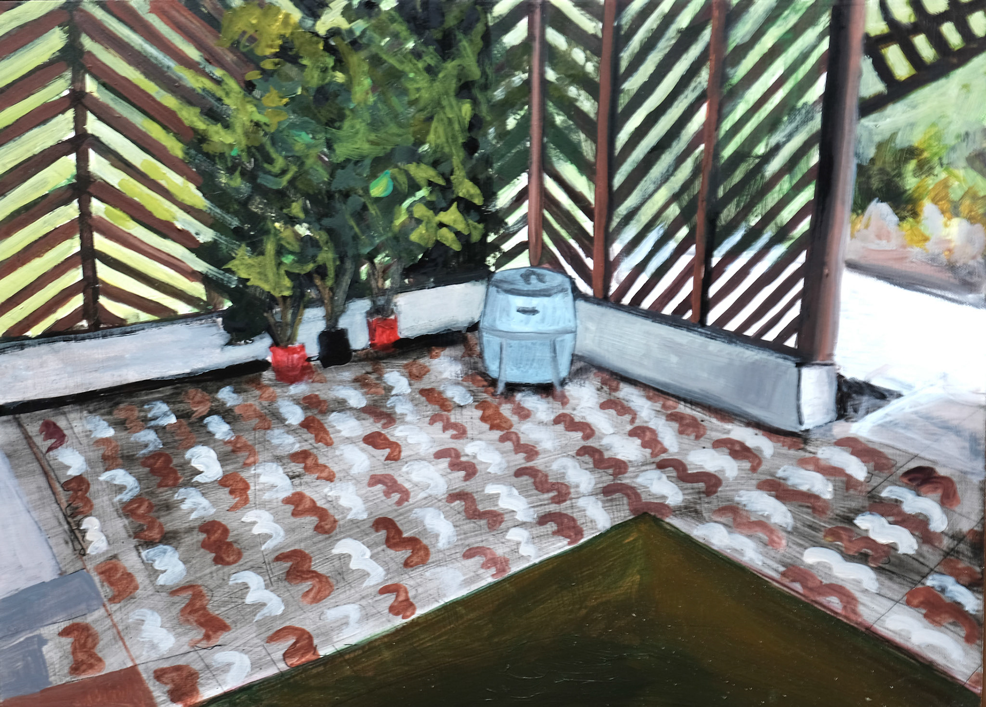 “Patio”, 2019, oil on panel, 10 x 14 inches