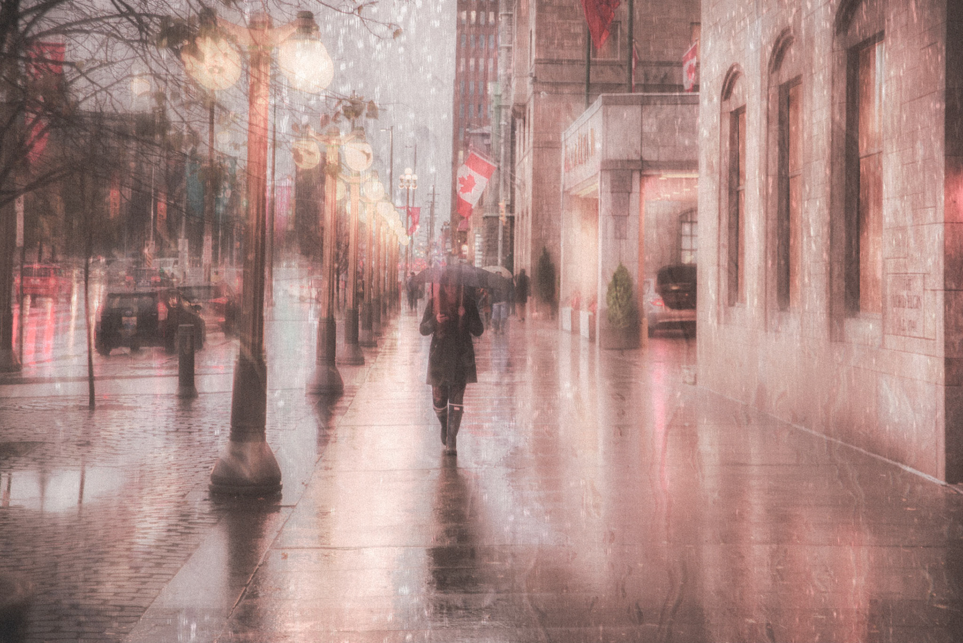 Rose Light. Young woman on Elgin St., Ottawa, in front of the Lord Elgin hotel.