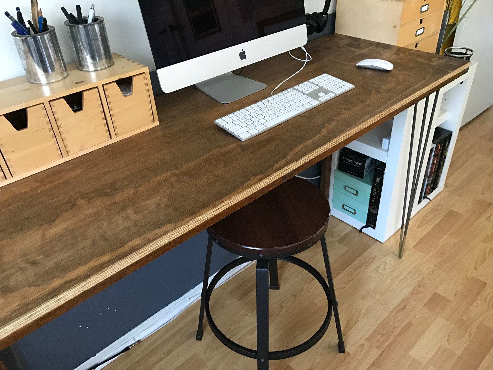 Graham Millington Birch Plywood Desk With Hairpin Legs